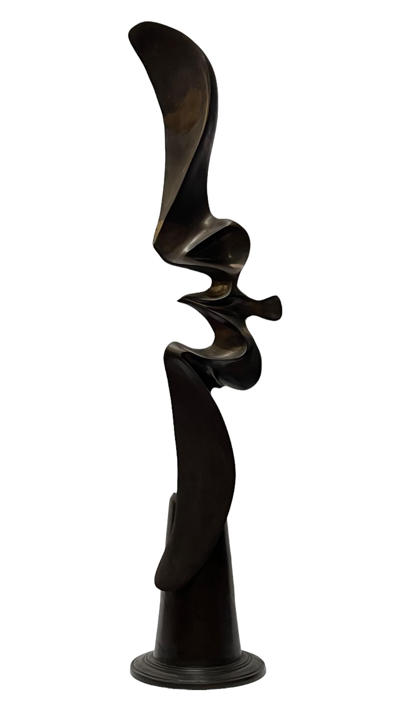 Abstract, large (52 inch) patinated bronze sculpture of a seagull in flight attributed to the Thai artist, Hattakitkosol Somchai (1934-2000).  