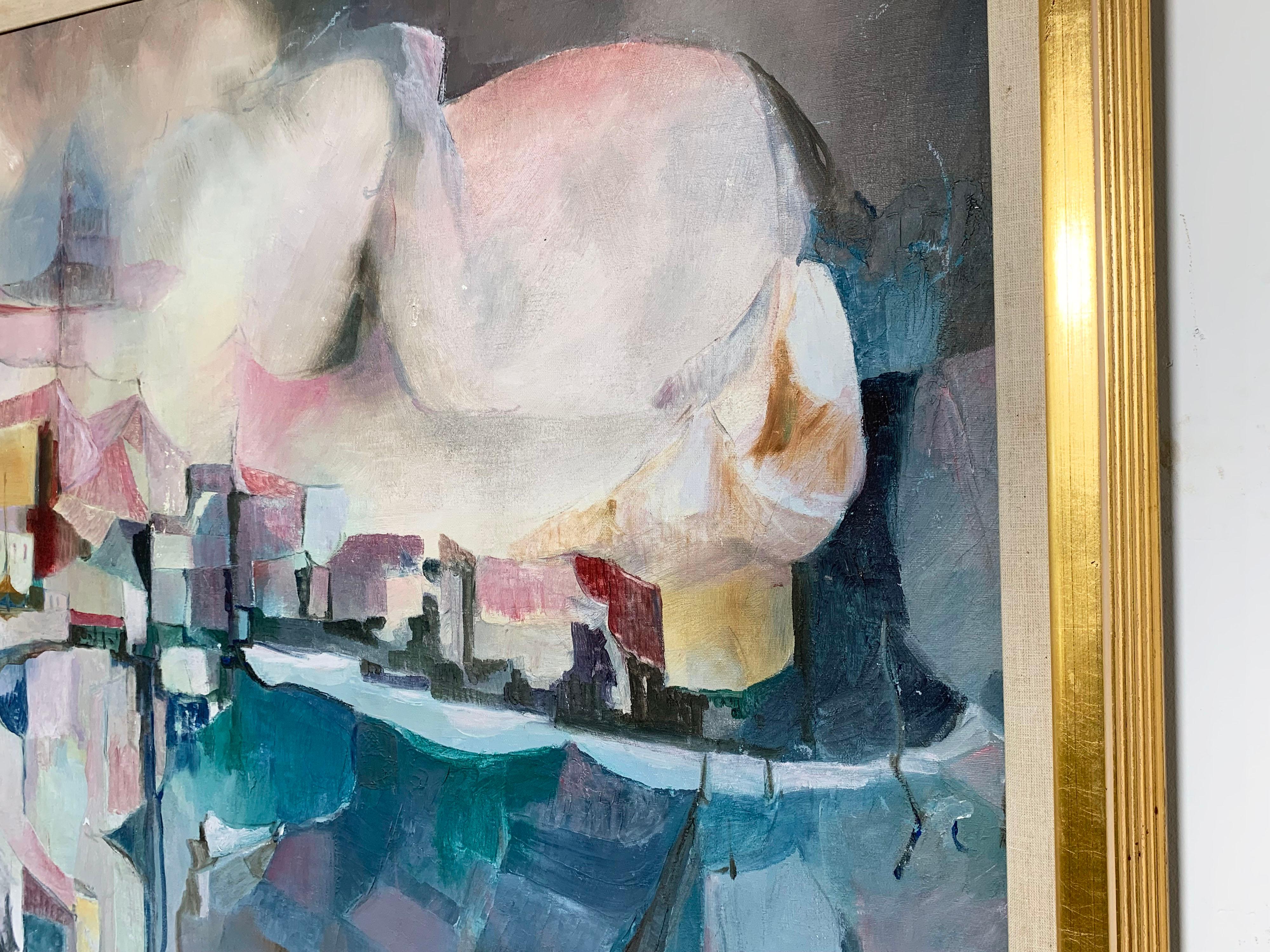 A large scale abstract seascape painting, possibly Montevideo, oil on canvas, by the Uruguayan artist Carlos Perez Franco (1929-2015). 

Perez Franco exhibited throughout North and South America from the 1960s until earlier this century, and