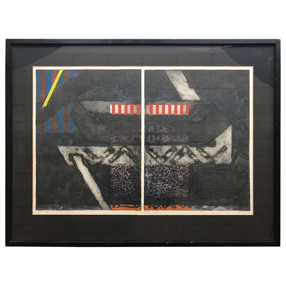 Mid Century Modern Abstract Serigraph by George Nama, New York, 1969