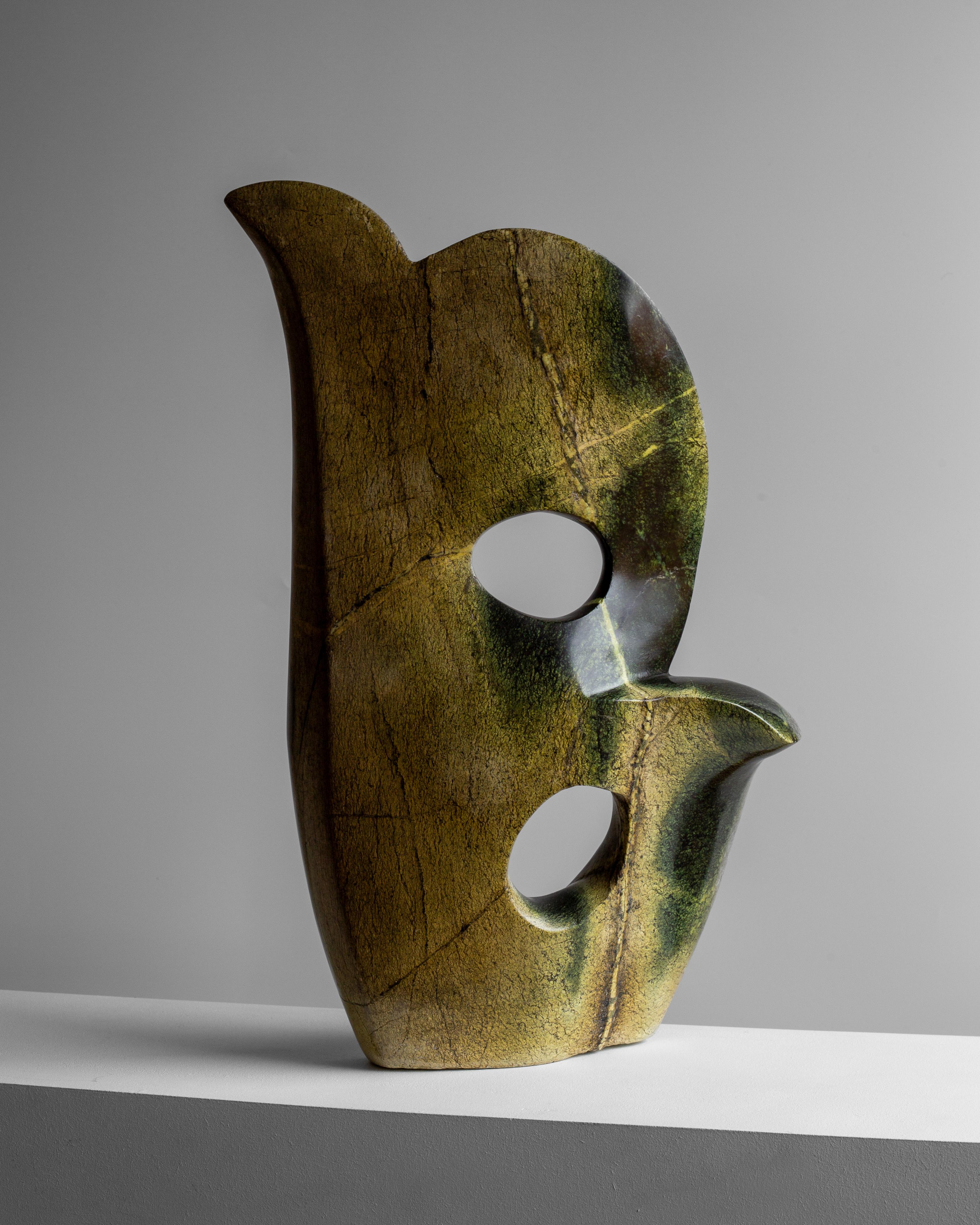 Modern Abstract Serpentine / Leopard Stone Sculpture by Shona artist Peter Chidzonga For Sale