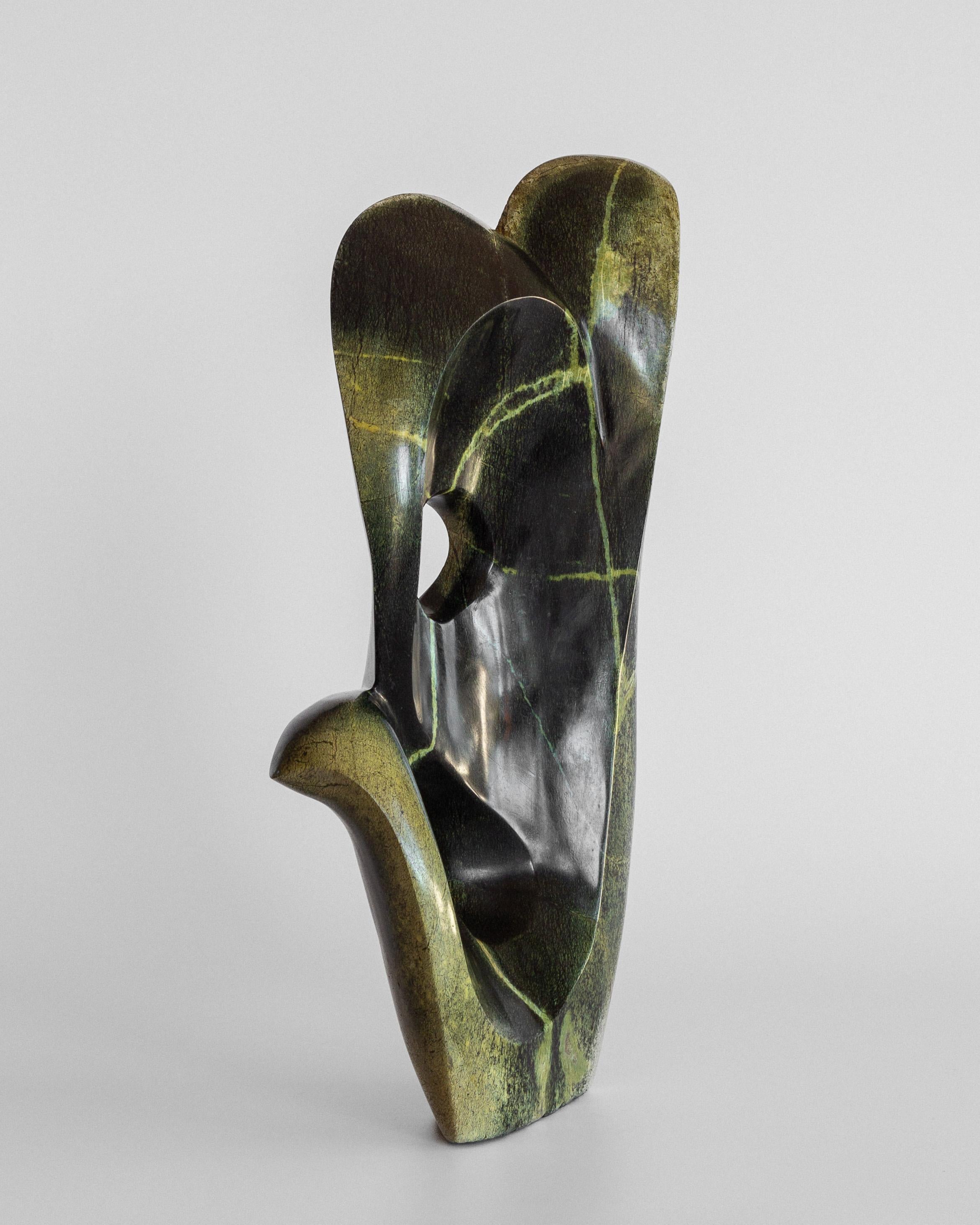 Hand-Carved Abstract Serpentine / Leopard Stone Sculpture by Shona artist Peter Chidzonga For Sale