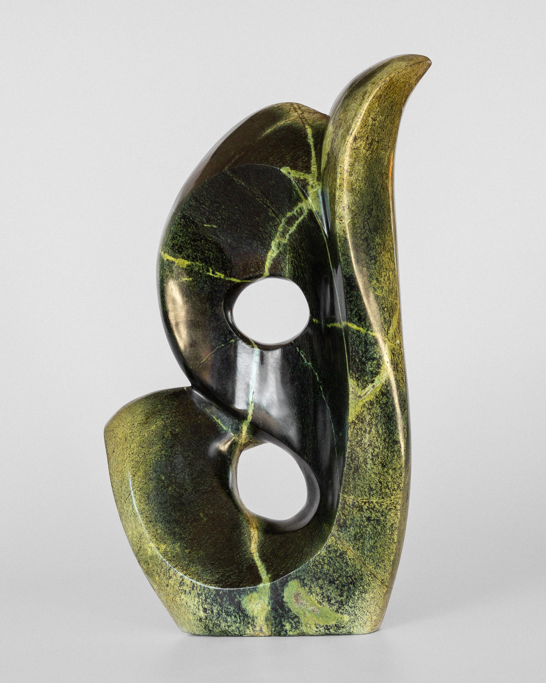 Abstract Serpentine / Leopard Stone Sculpture by Shona artist Peter Chidzonga In Good Condition For Sale In Stockholm, SE