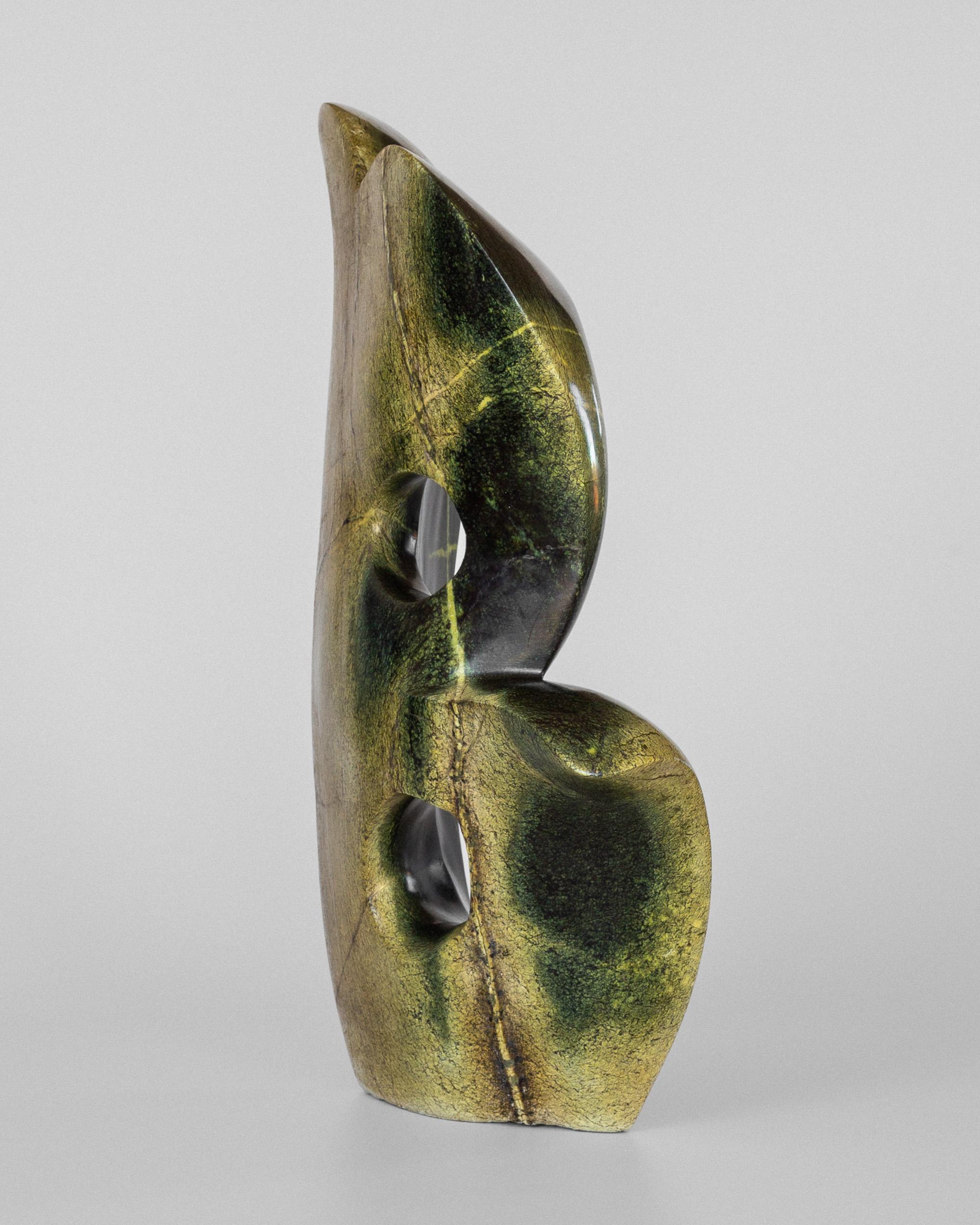 Contemporary Abstract Serpentine / Leopard Stone Sculpture by Shona artist Peter Chidzonga For Sale