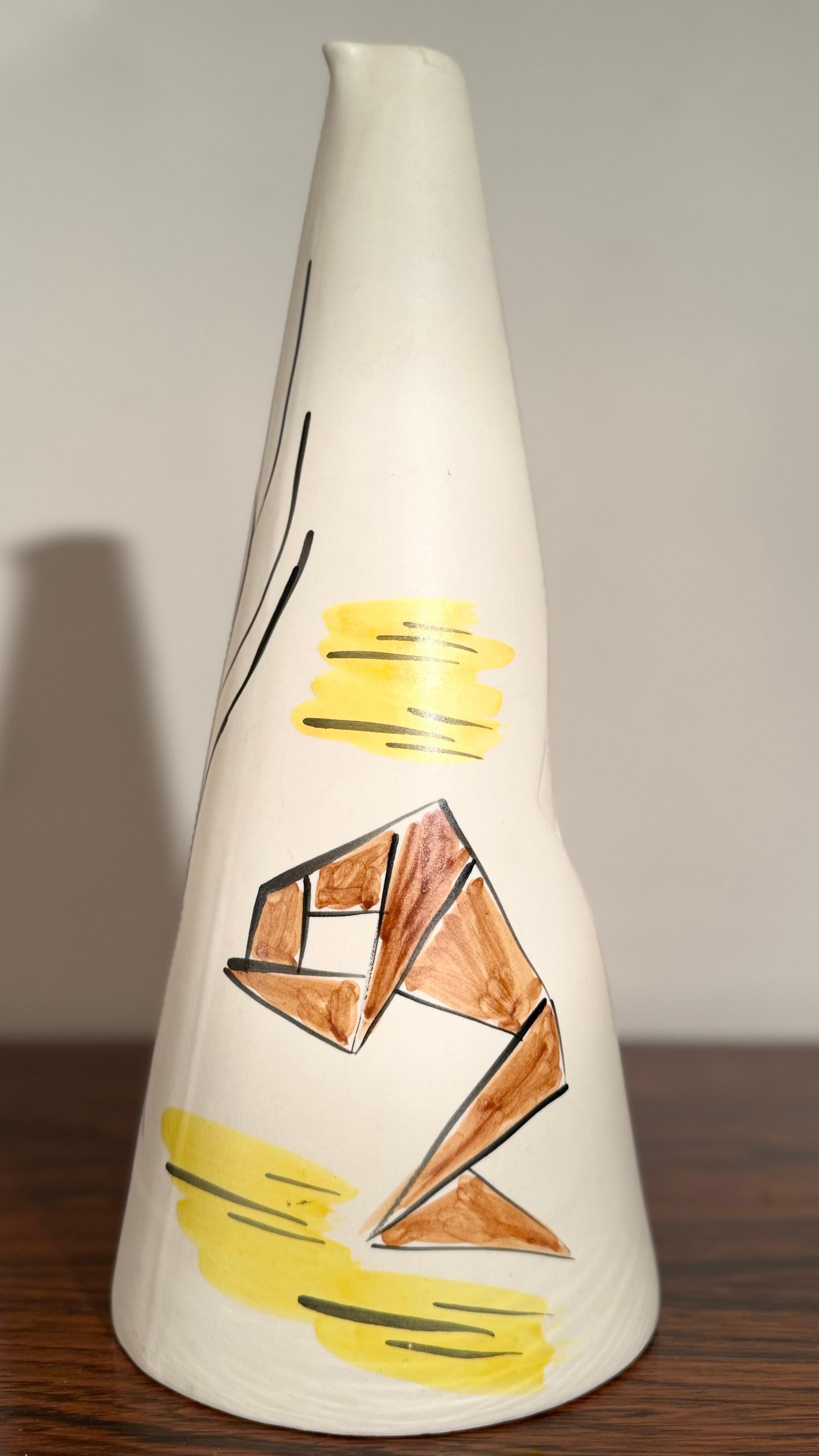 Mid-Century Modern Abstract set of Six Ceramic Drinking Cups and a Jug by Vallauris, 1960s en vente