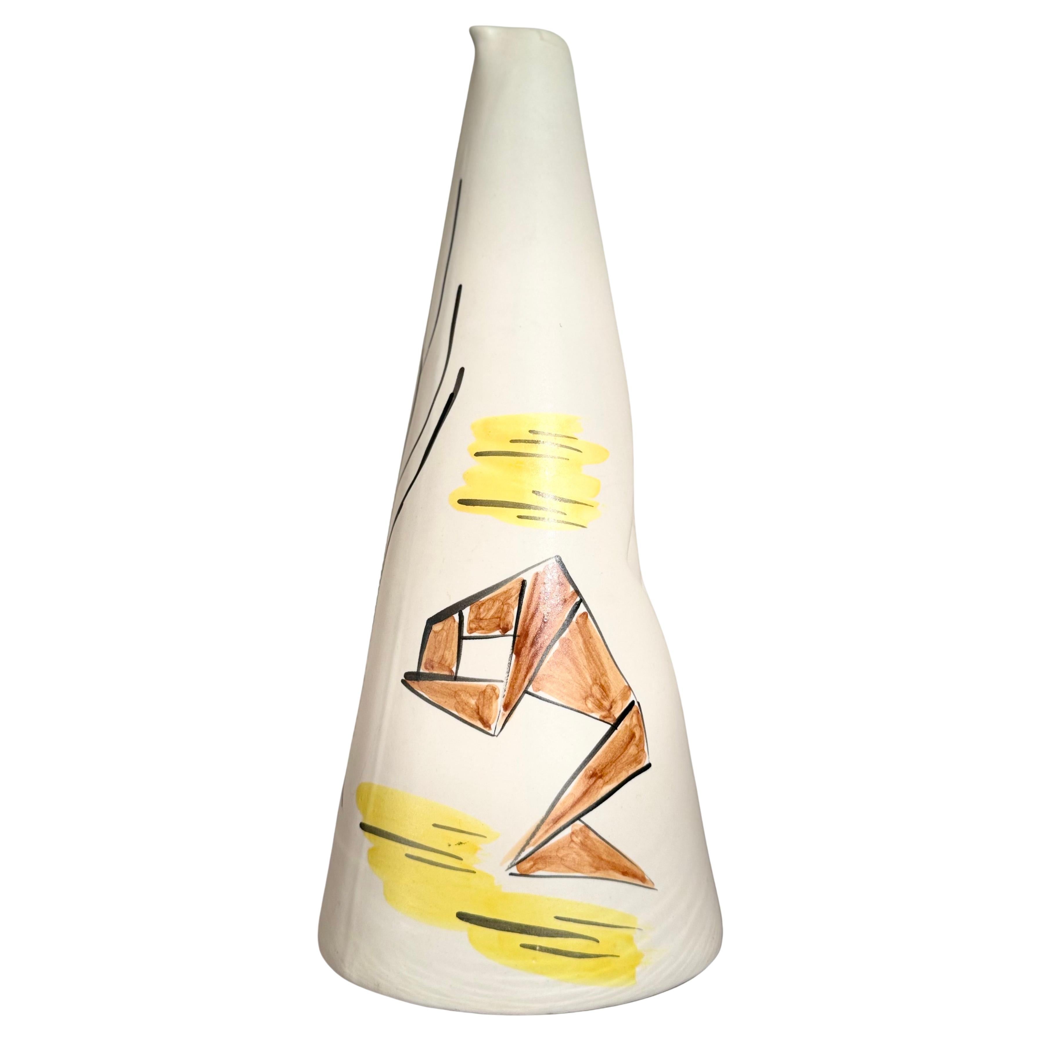 Abstract set of Six Ceramic Drinking Cups and a Jug by Vallauris, 1960s en vente