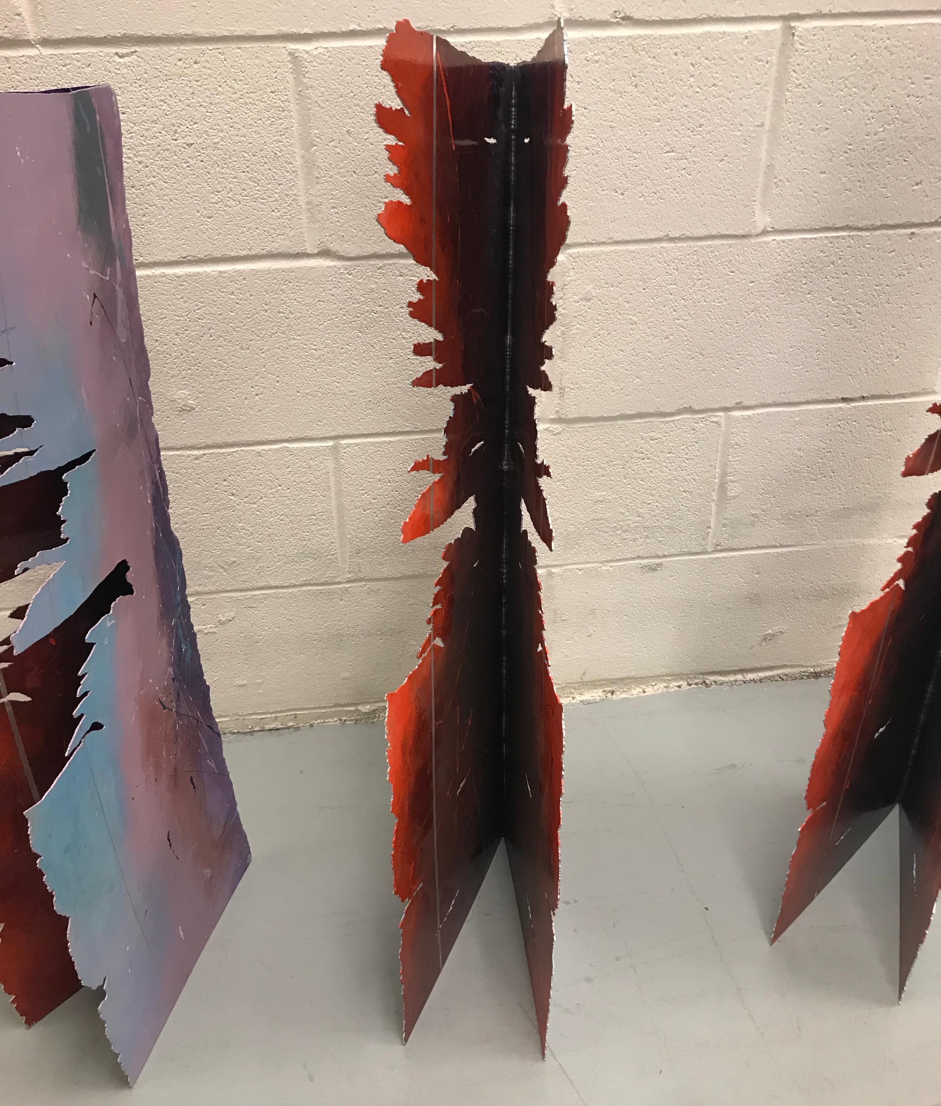 Abstract Set of Three Painted Metal Sculptures, 1980s For Sale 2