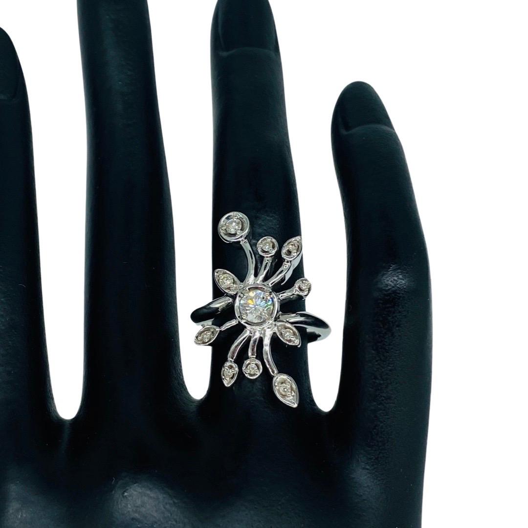 Round Cut Abstract Shank Design 0.50 Carat Diamonds Cocktail Ring 14k White Gold For Sale