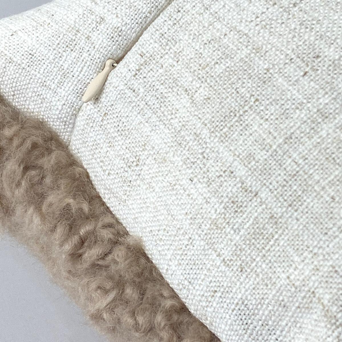 Hand-Crafted Boucle Pillow Abstract Shearling - Natural Pebbles For Sale