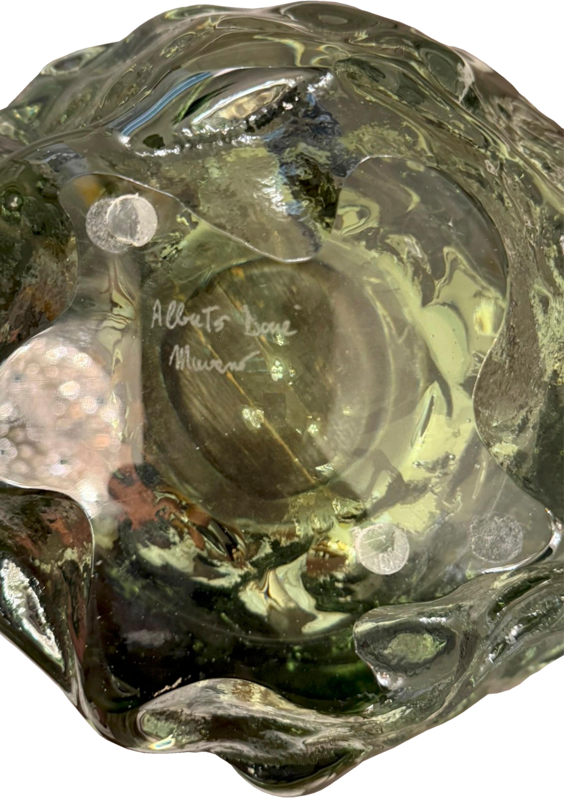 XXI secolo e contemporaneo Vaso astratto corto in vetro di Murano Glass Sommerso Green in vendita