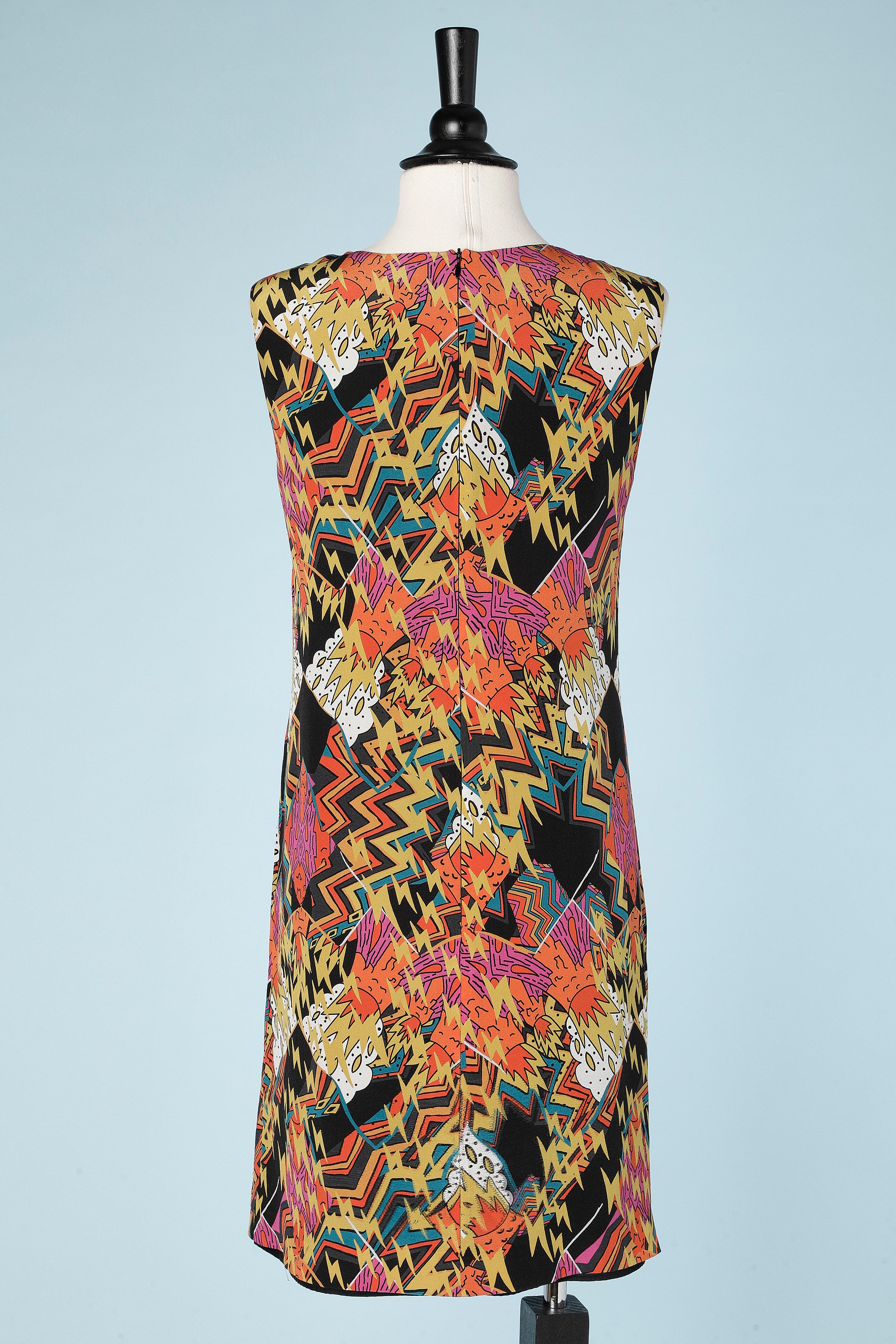 Abstrakt  Ärmelloses bedrucktes Kleid aus Seide M Missoni  (Braun) im Angebot