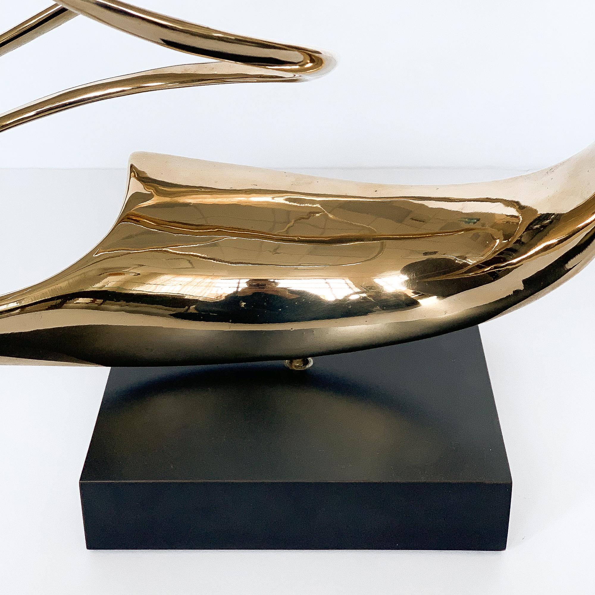 Abstract Solid Bronze Ribbon Sculpture by Pearson and Robbins 2