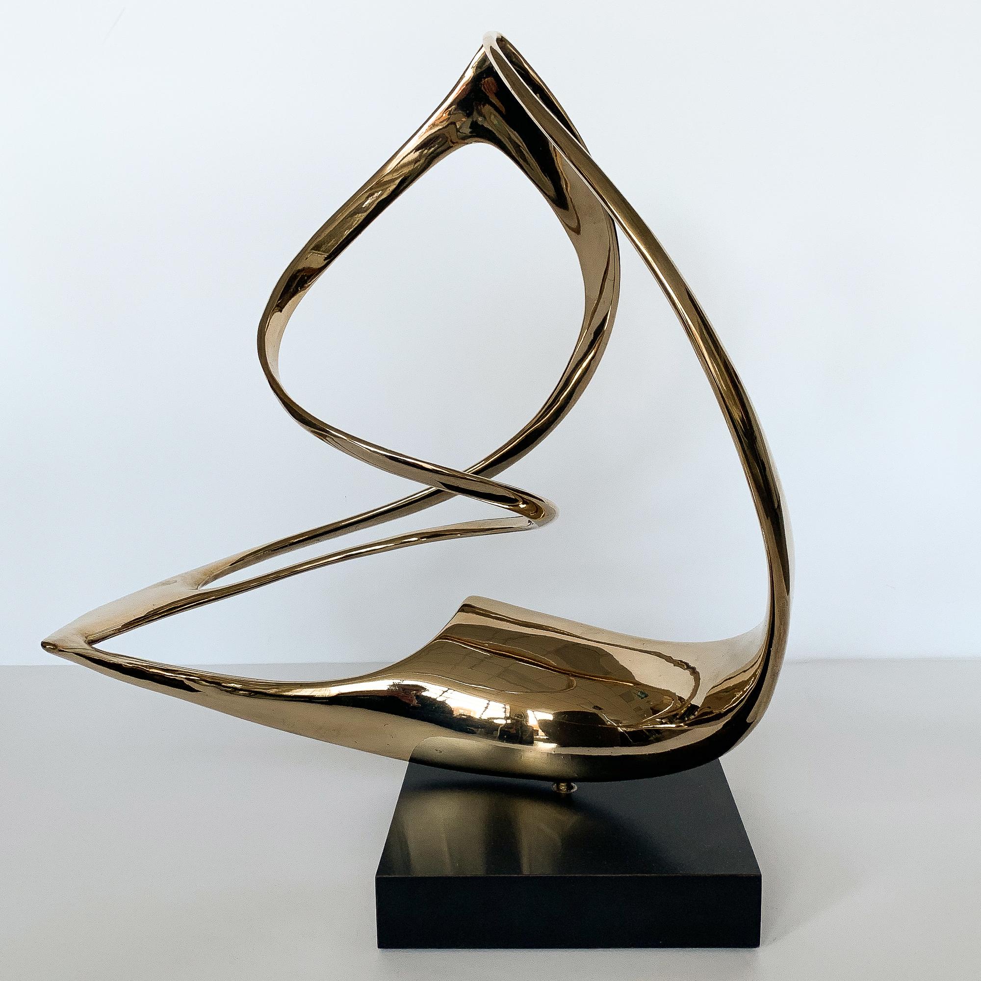 Mid-Century Modern Abstract Solid Bronze Ribbon Sculpture by Pearson and Robbins