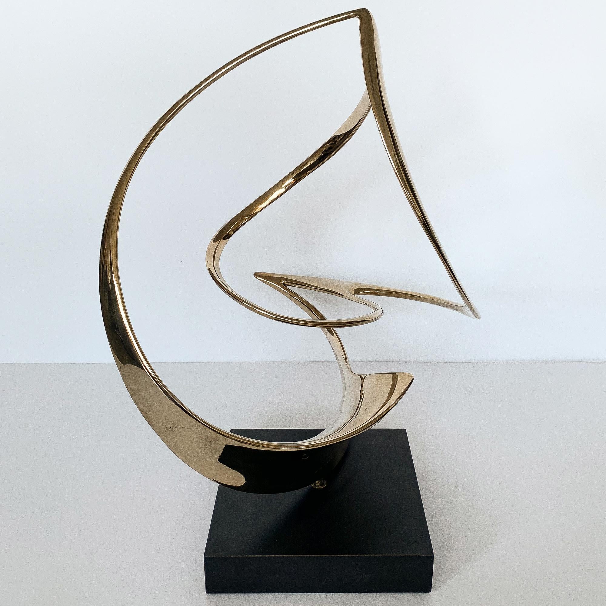 American Abstract Solid Bronze Ribbon Sculpture by Pearson and Robbins