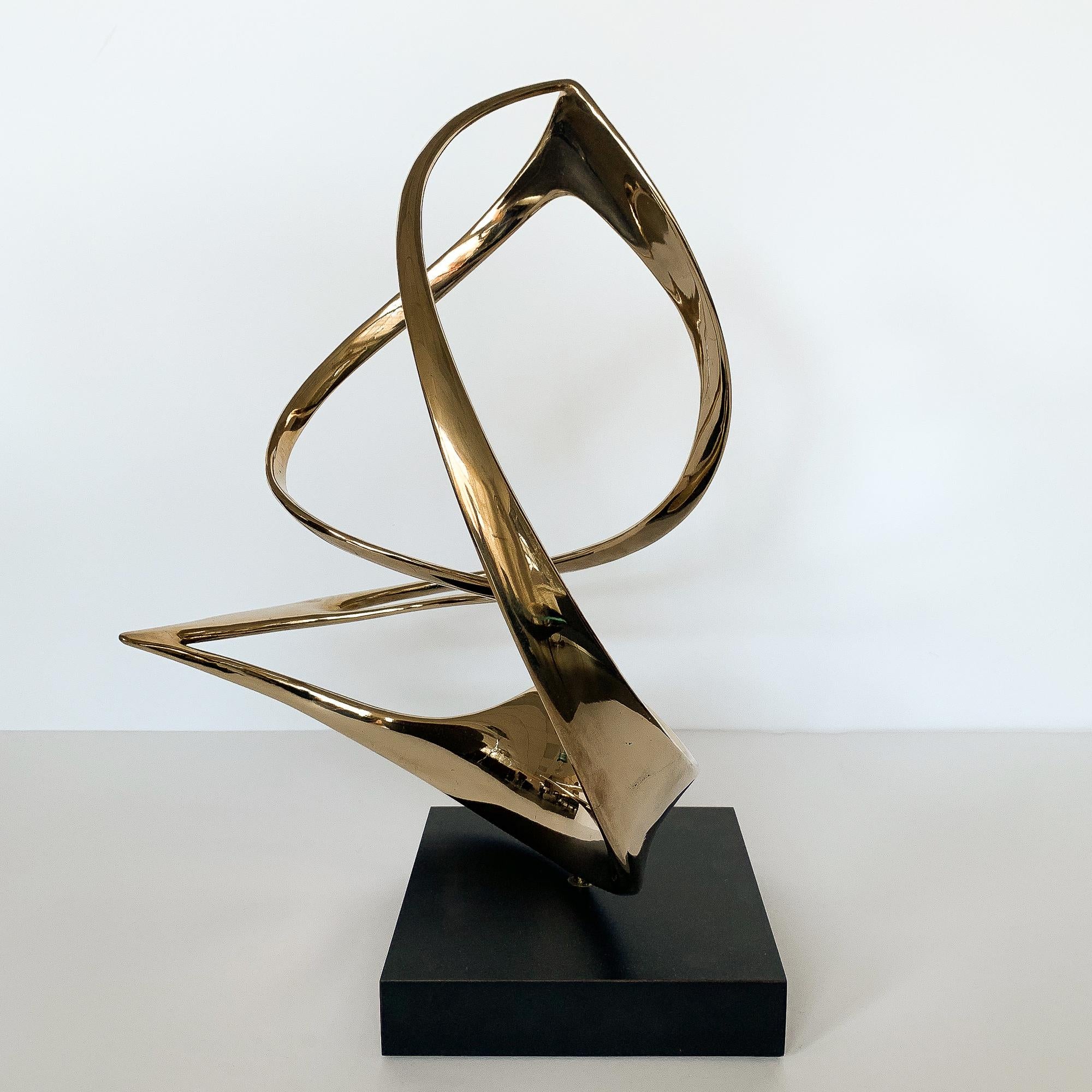 Contemporary Abstract Solid Bronze Ribbon Sculpture by Pearson and Robbins