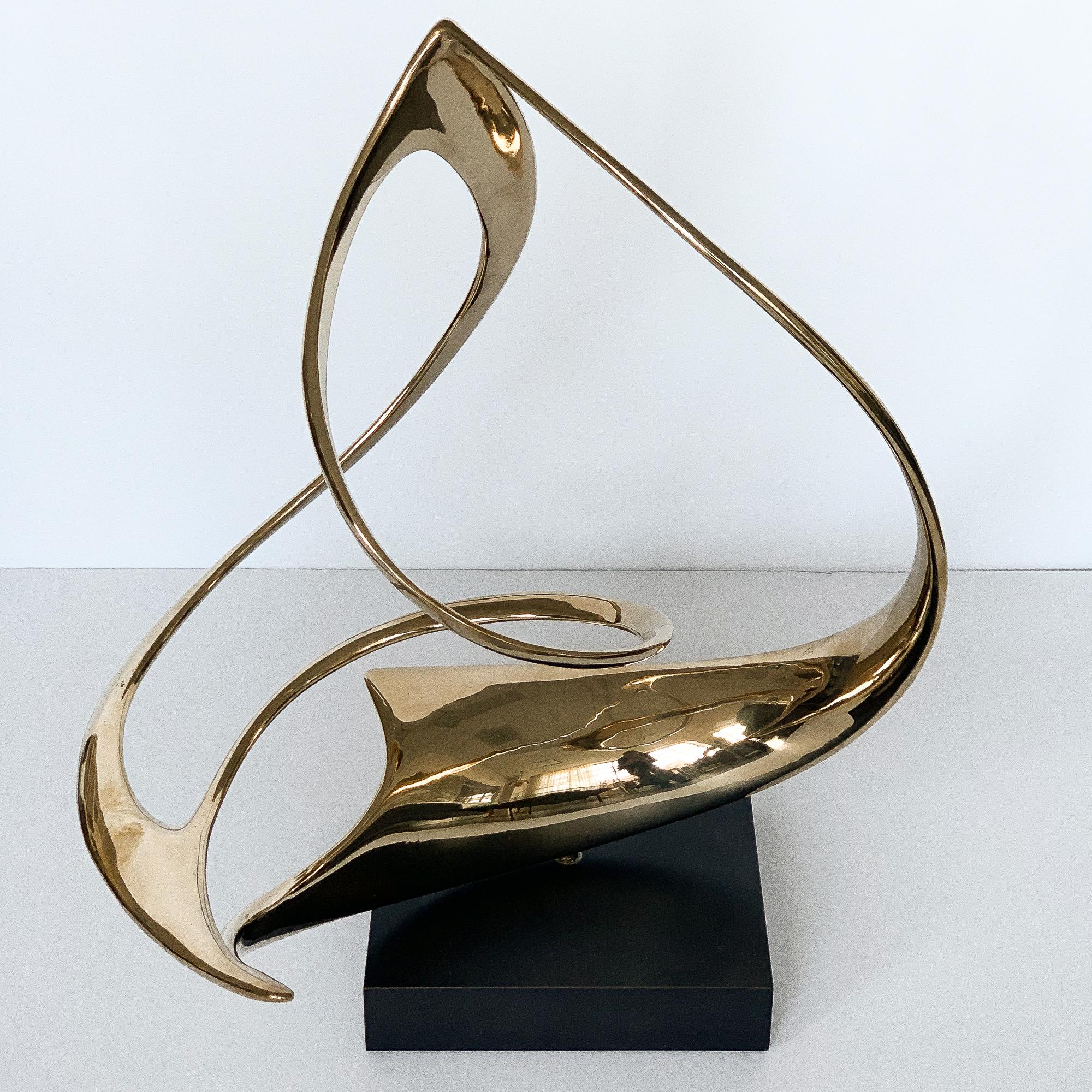 Abstract Solid Bronze Ribbon Sculpture by Pearson and Robbins 1
