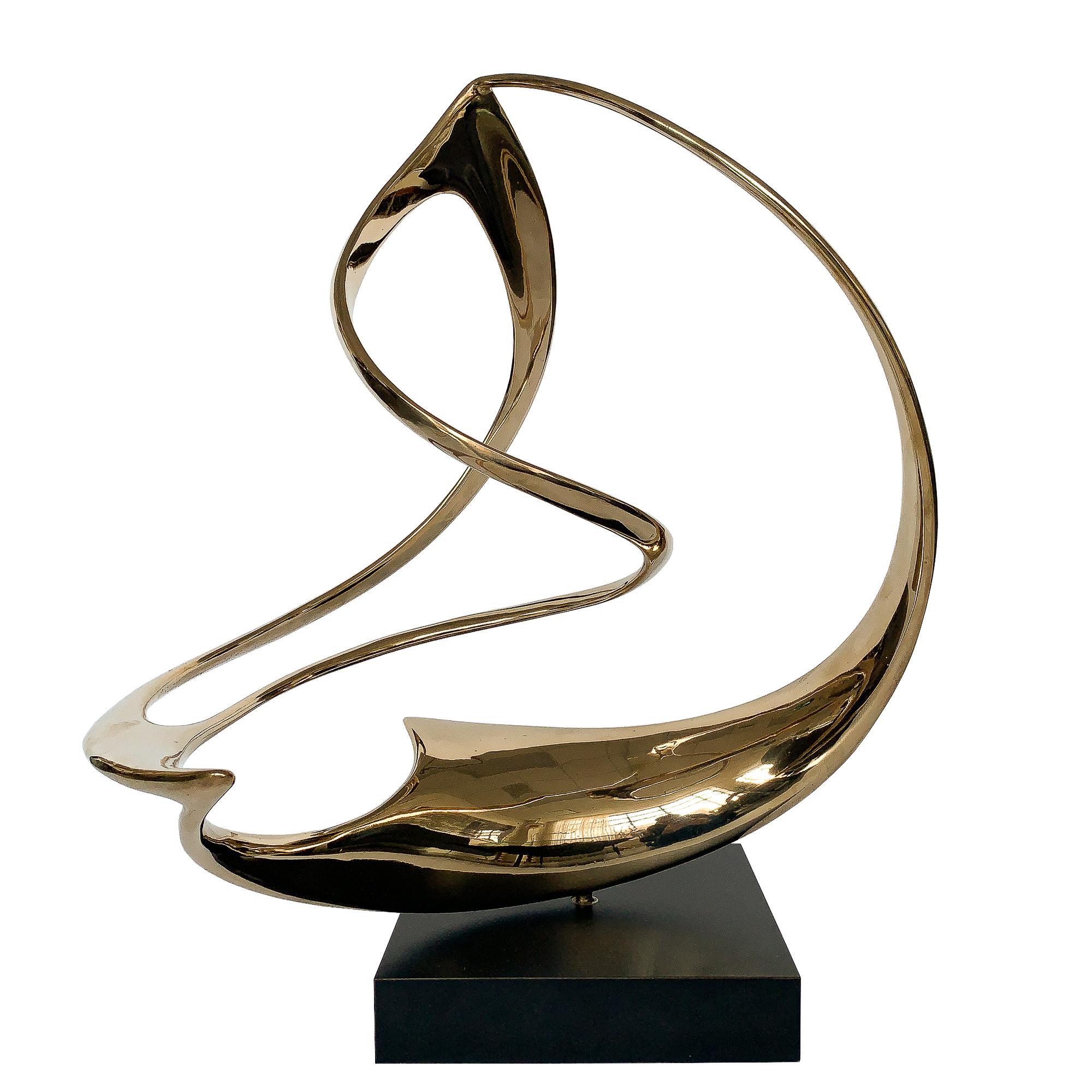 Abstract Solid Bronze Ribbon Sculpture by Pearson and Robbins