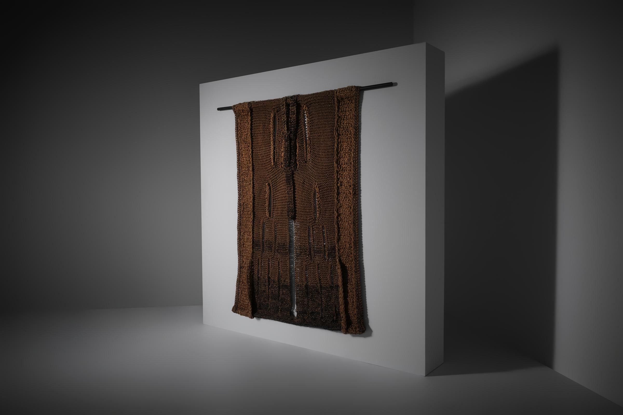 Jute Abstract ‘Spatial’ wall tapestry by Annet Gaaikema, 1972 For Sale