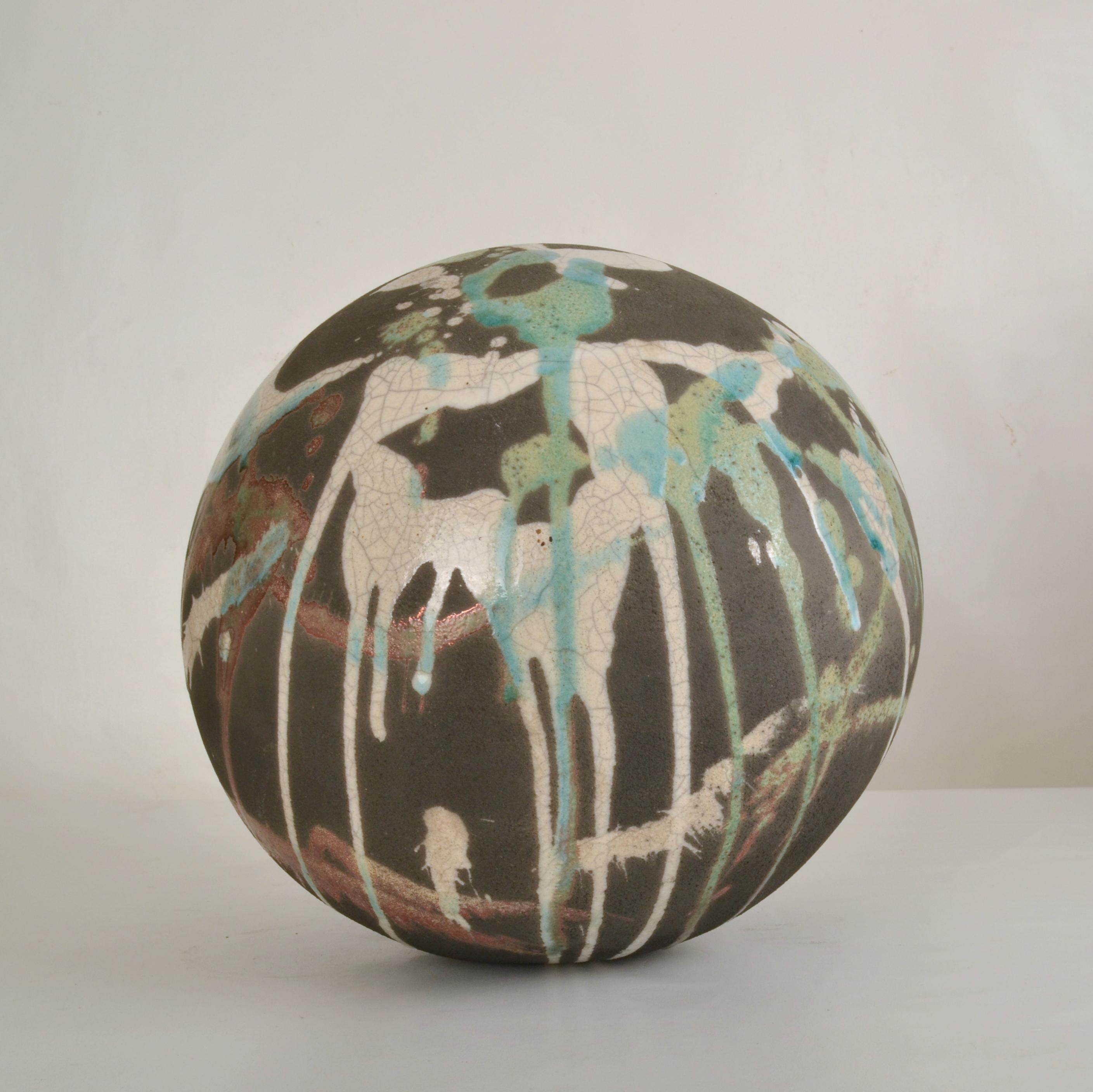 Late 20th Century Abstract Spherical Ceramic Sculpture  For Sale