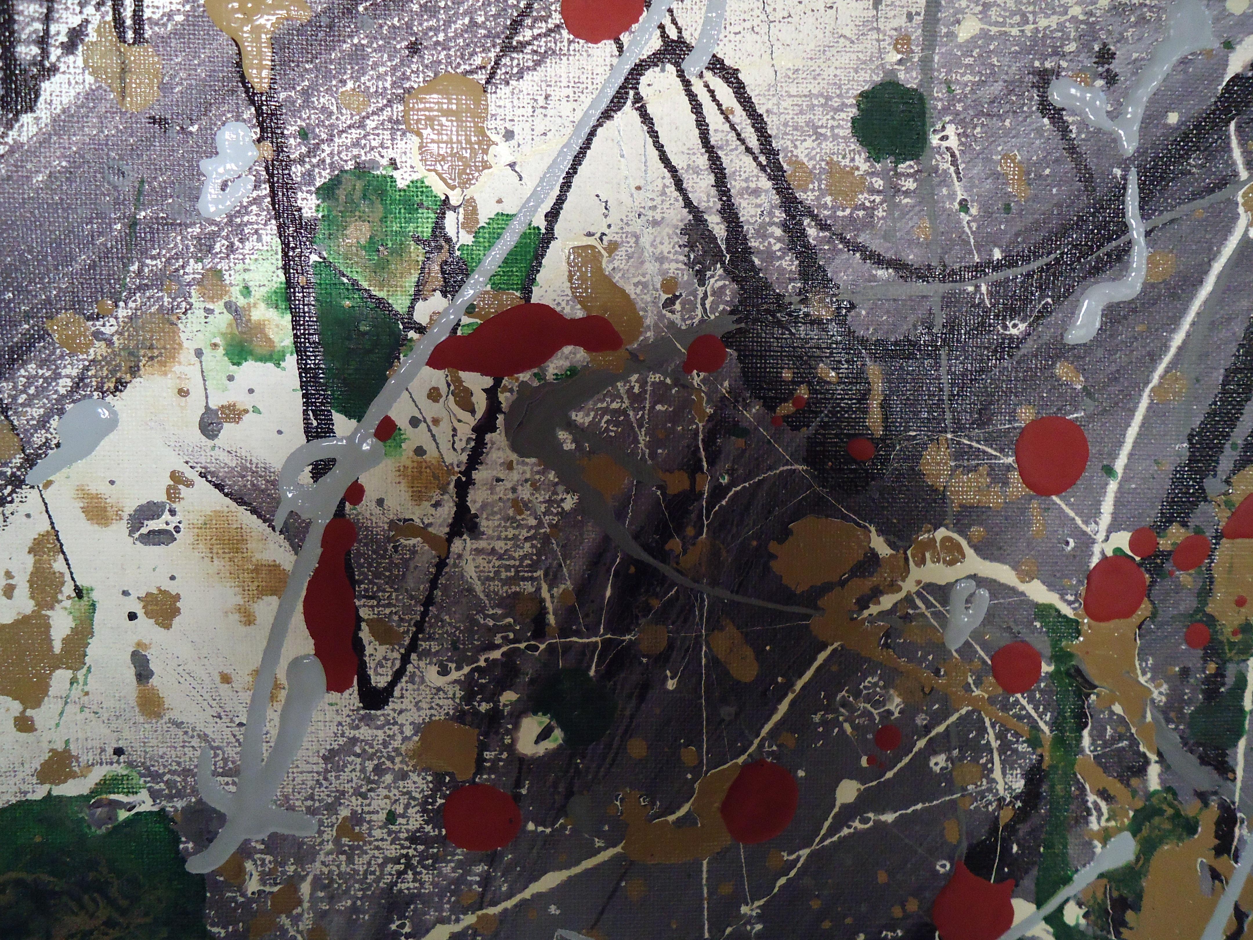 Abstraktes Splatter-Gemälde, signiert vom Künstler (Moderne der Mitte des Jahrhunderts) im Angebot