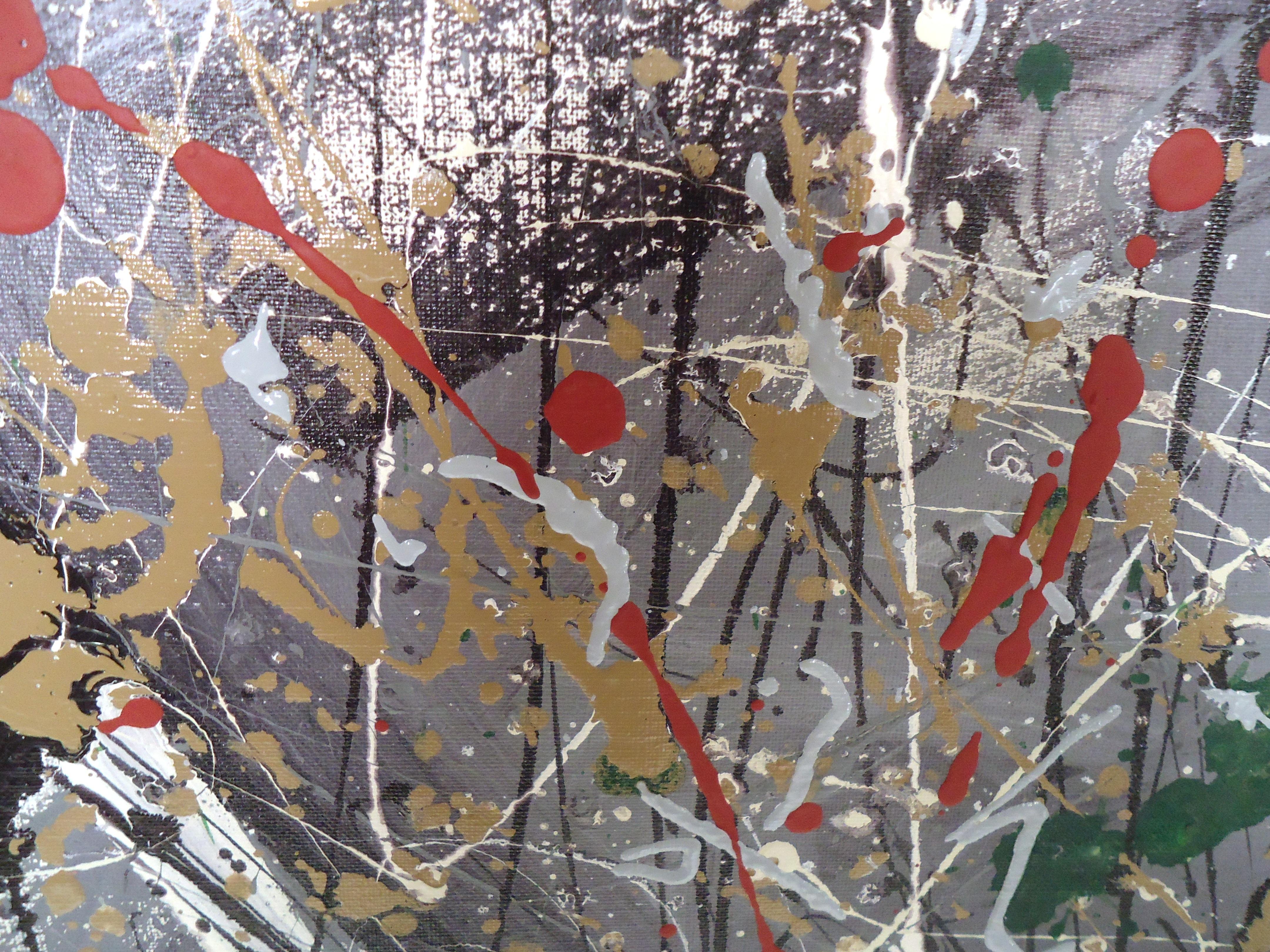 Abstraktes Splatter-Gemälde, signiert vom Künstler im Zustand „Gut“ im Angebot in Brooklyn, NY