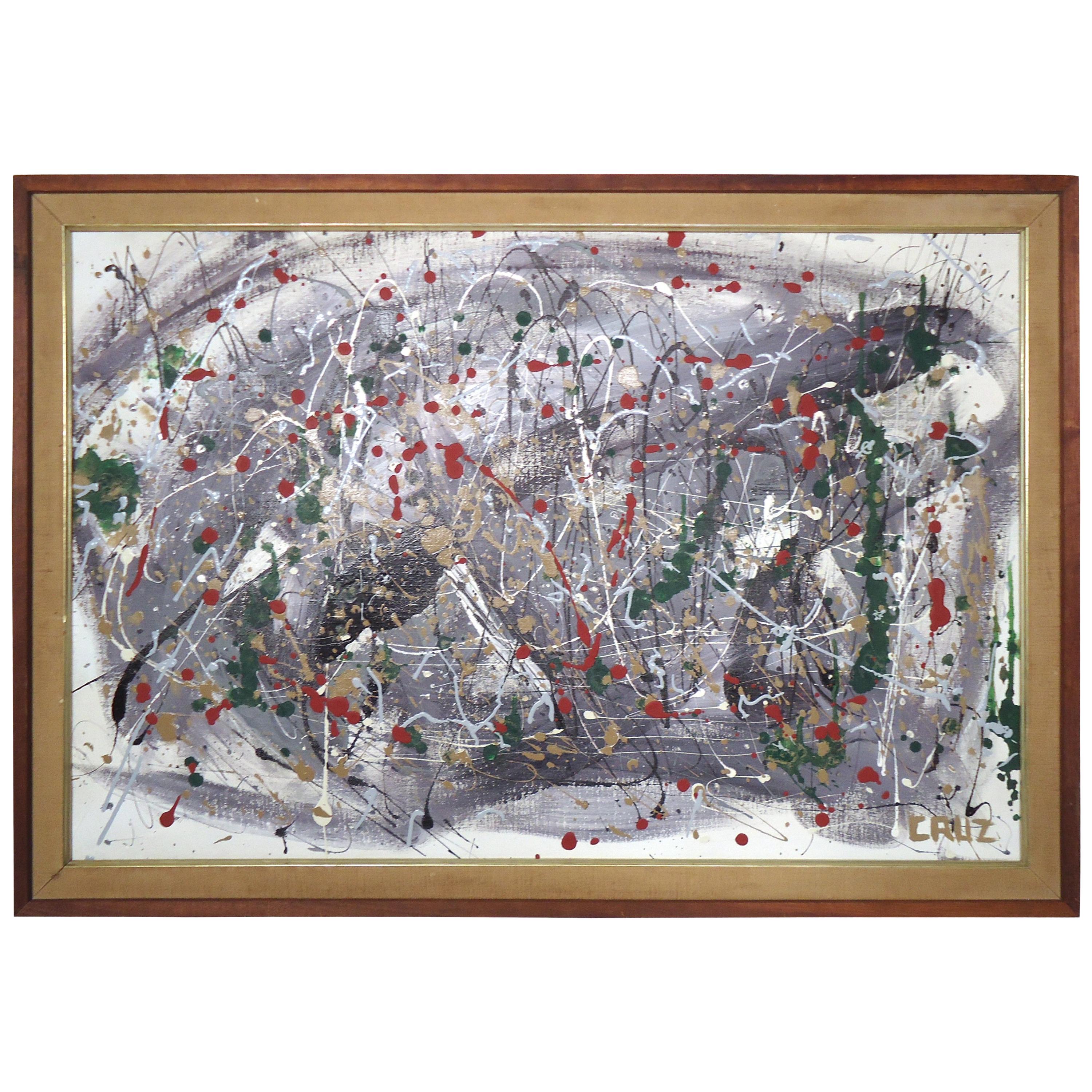 Abstract Splatter Painting Signed by Artist