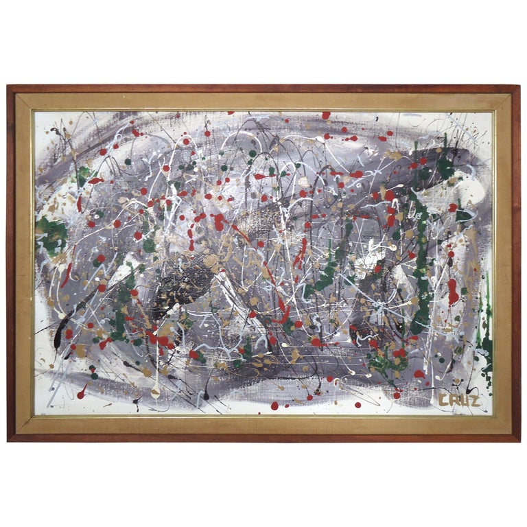 Abstract Splatter Painting Signed by Artist For Sale