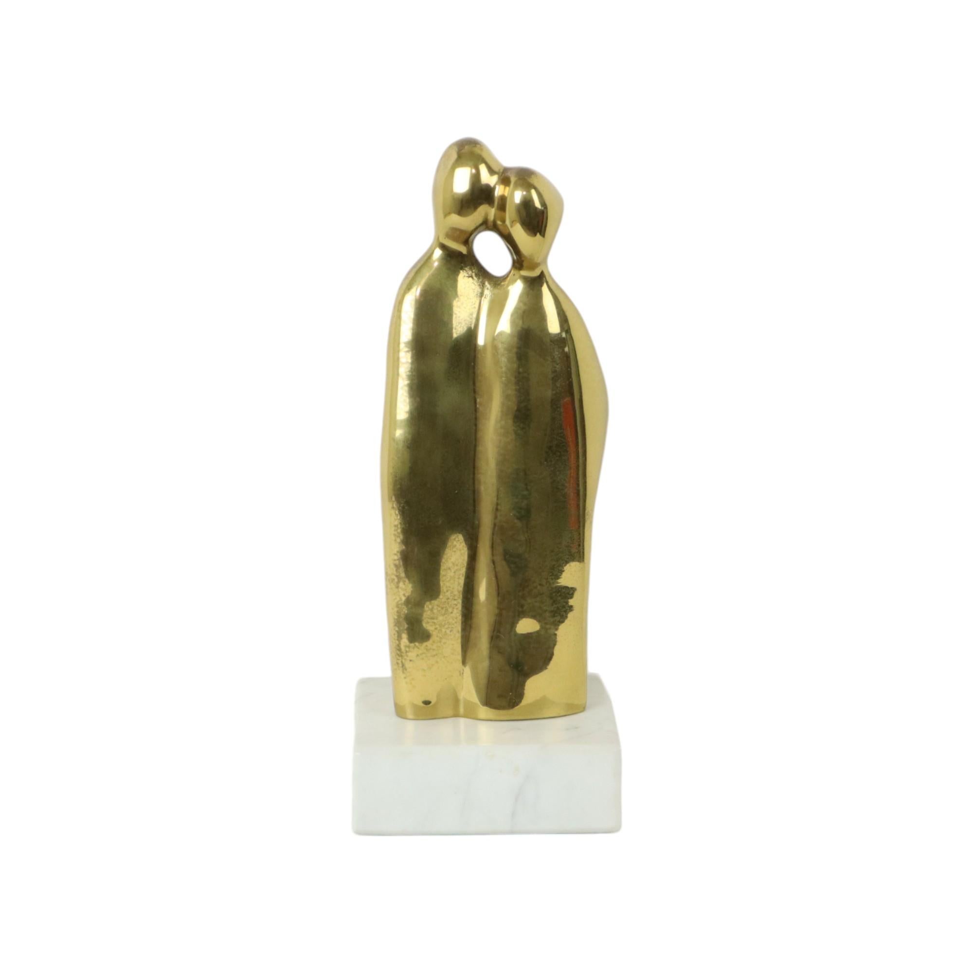 Abstract Statue Man and Woman Brass Carrara Marble 37cm 6