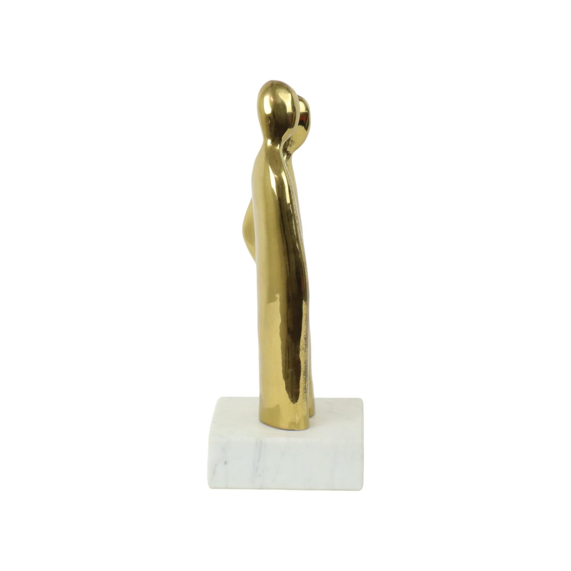 Abstract Statue Man and Woman Brass Carrara Marble 37cm In Excellent Condition In Poperinge, BE