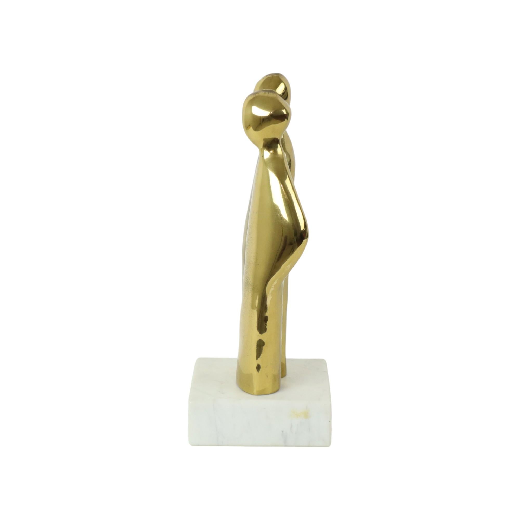 Abstract Statue Man and Woman Brass Carrara Marble 37cm 1