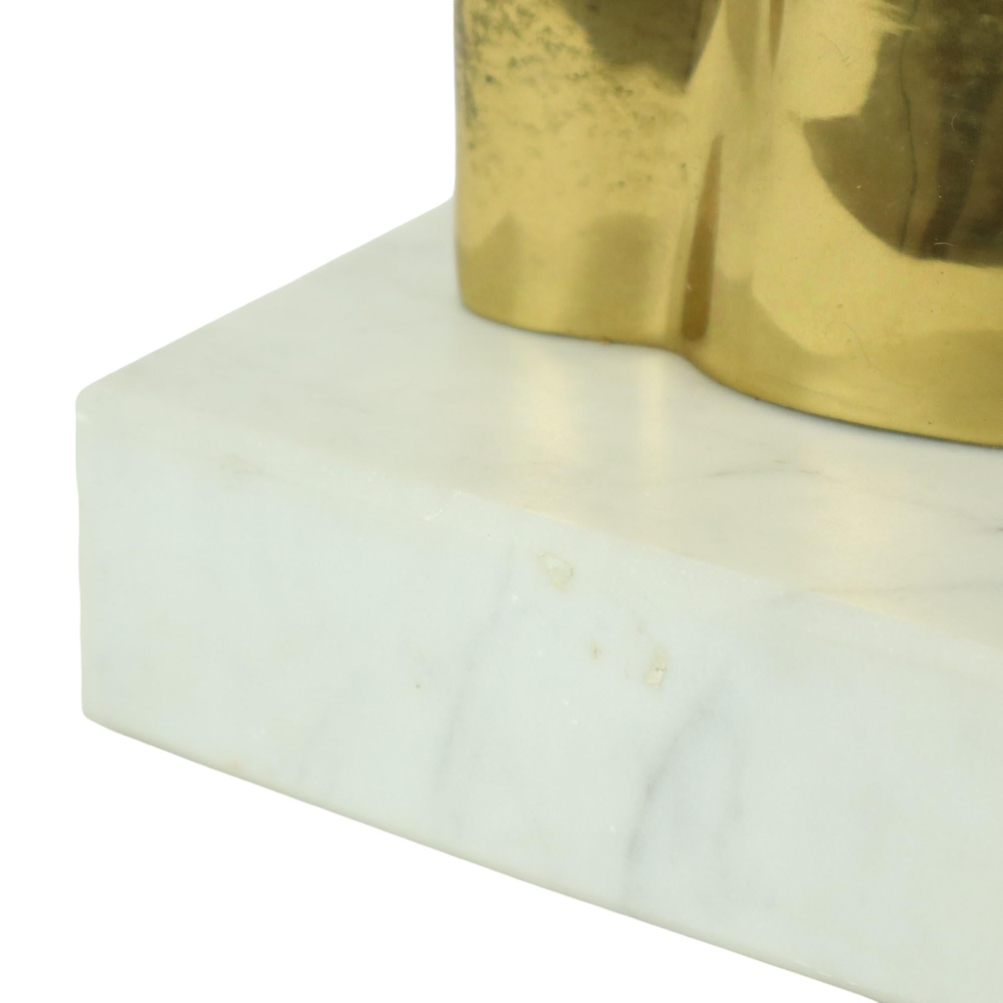 Abstract Statue Man and Woman Brass Carrara Marble 37cm 3