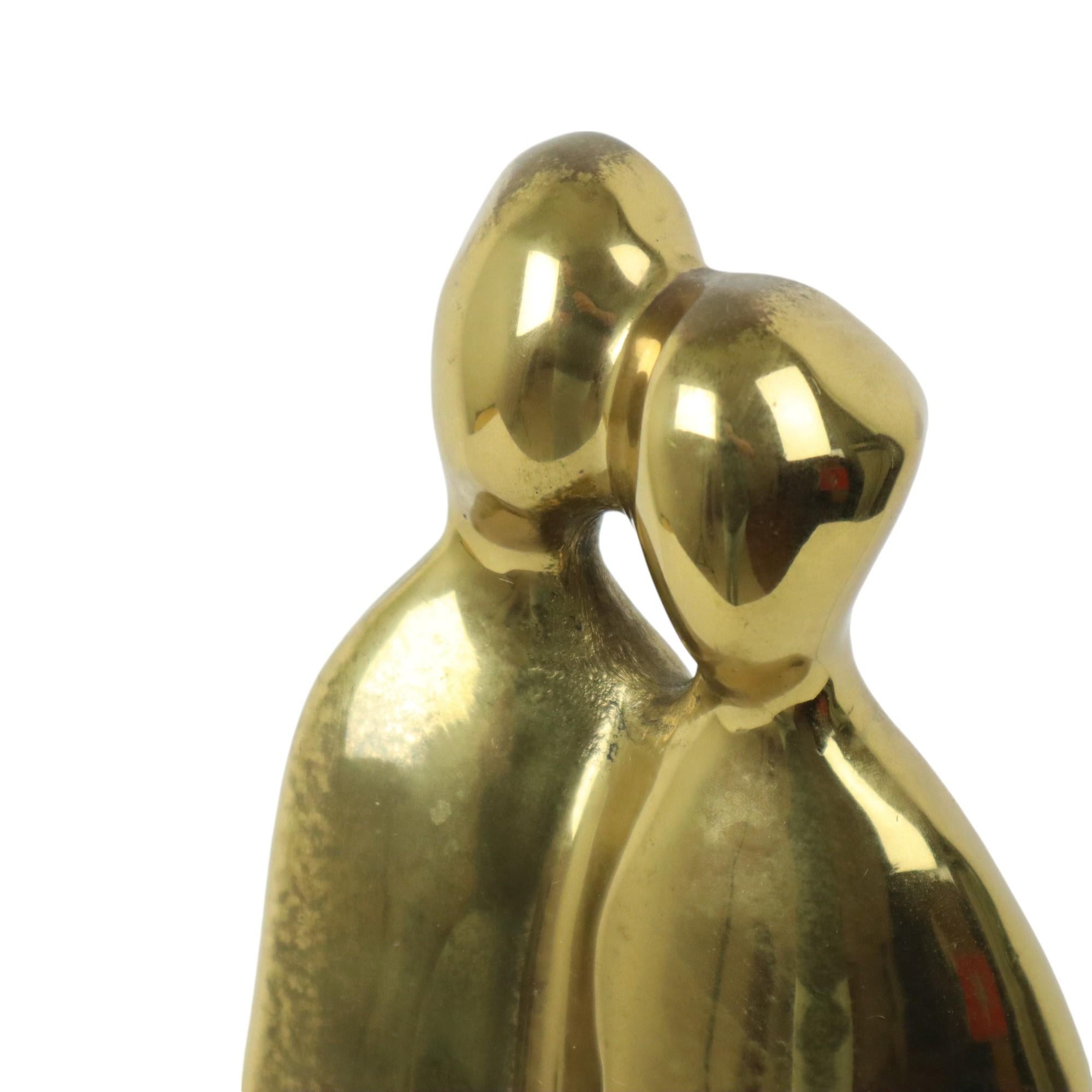 Abstract Statue Man and Woman Brass Carrara Marble 37cm 4