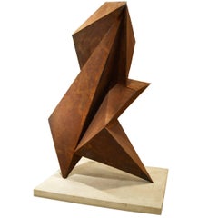 Abstract Steel Vertical Origami Sculpture by Artist Scott Donadio