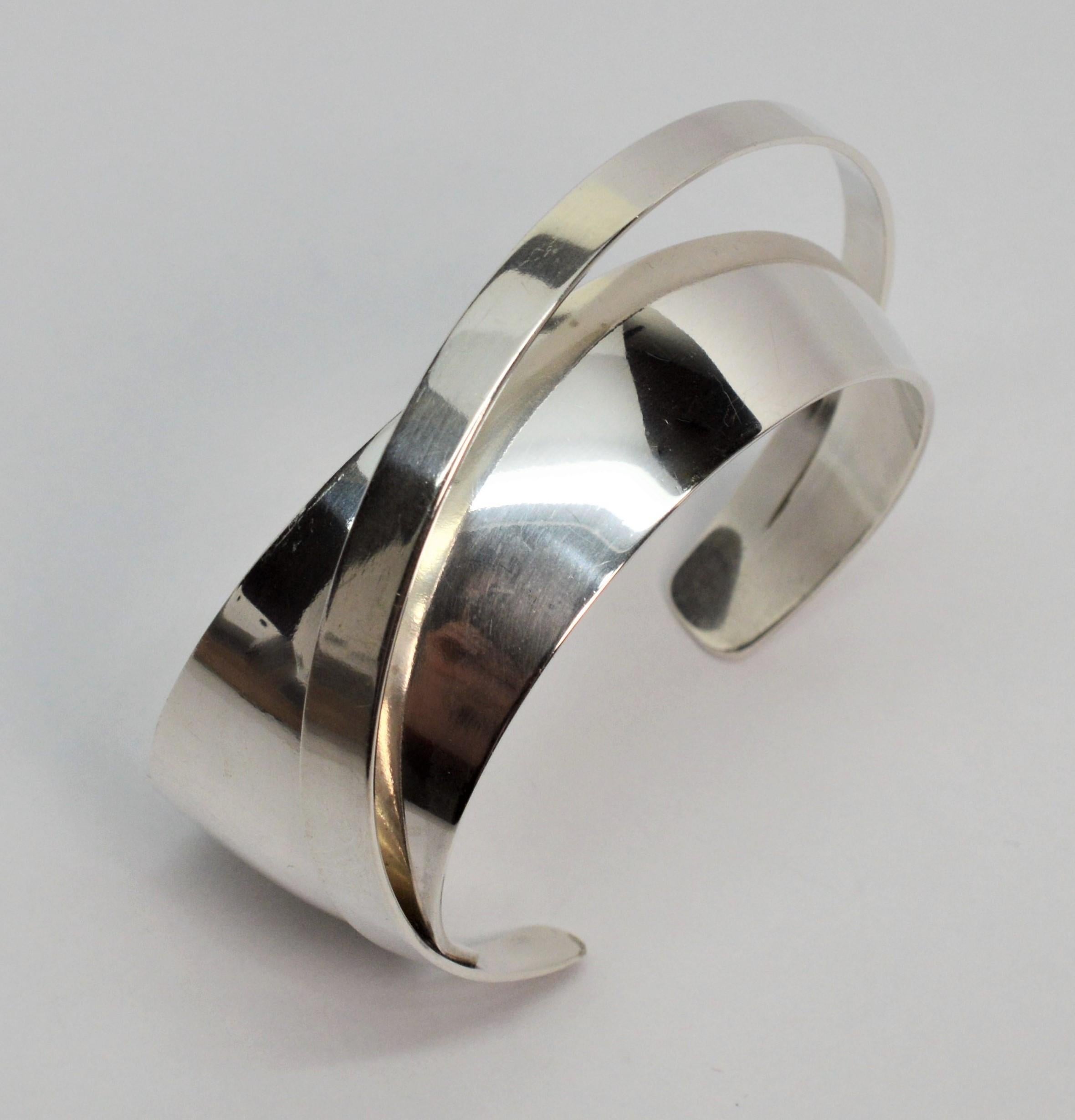 Abstract Sterling Silver Cuff Bracelet 12