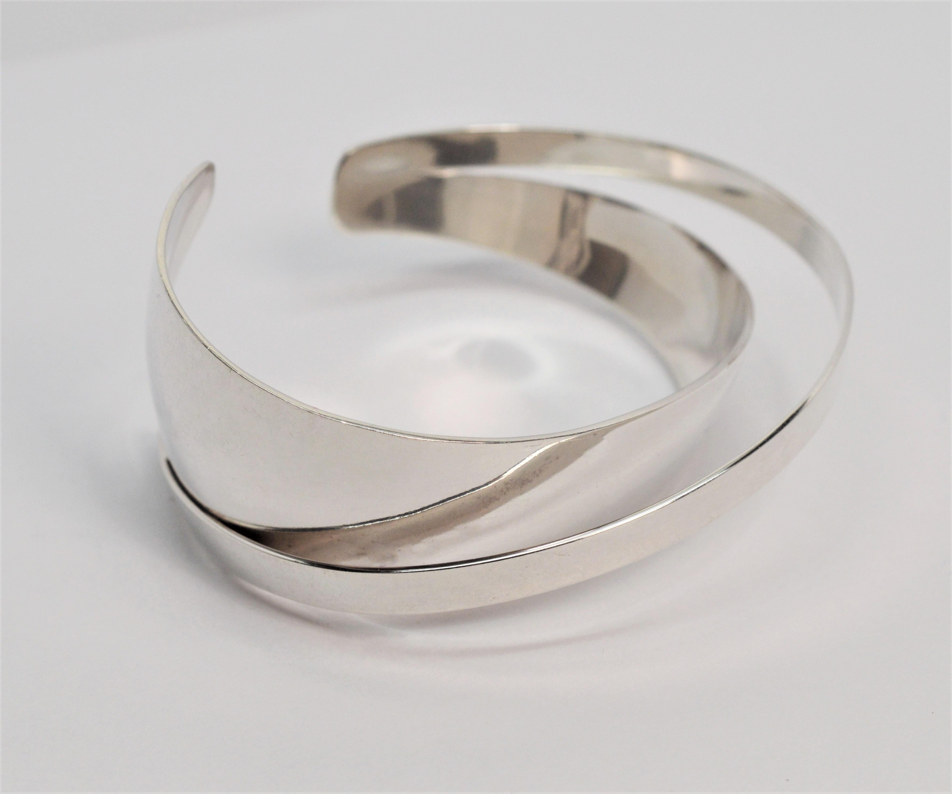 Abstract Sterling Silver Cuff Bracelet 4