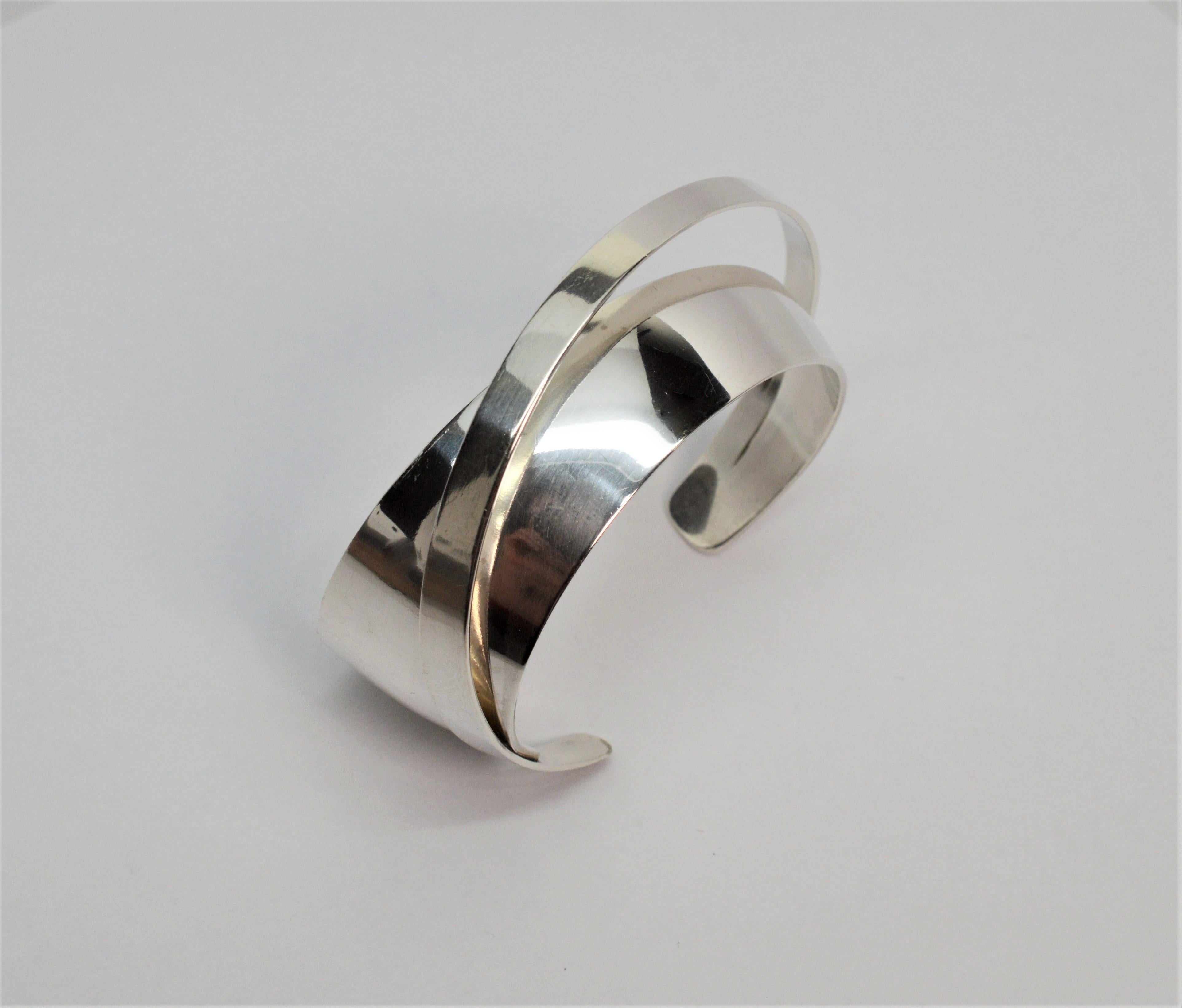 Abstract Sterling Silver Cuff Bracelet 5