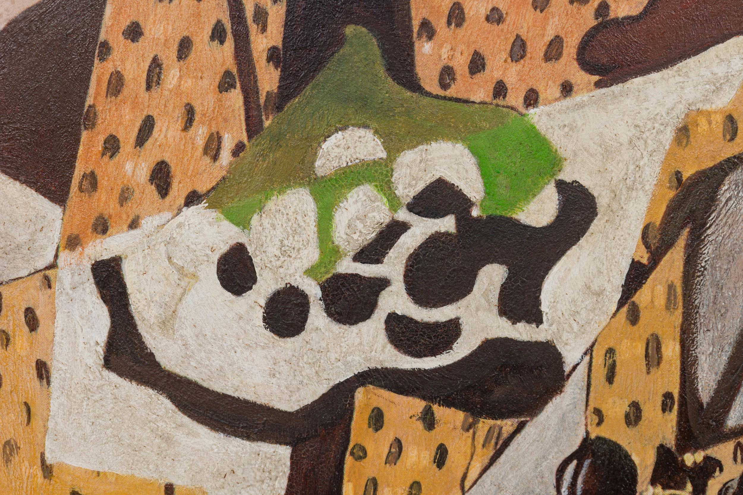 Hand-Painted Abstract Still Life With Grapes Painting For Sale