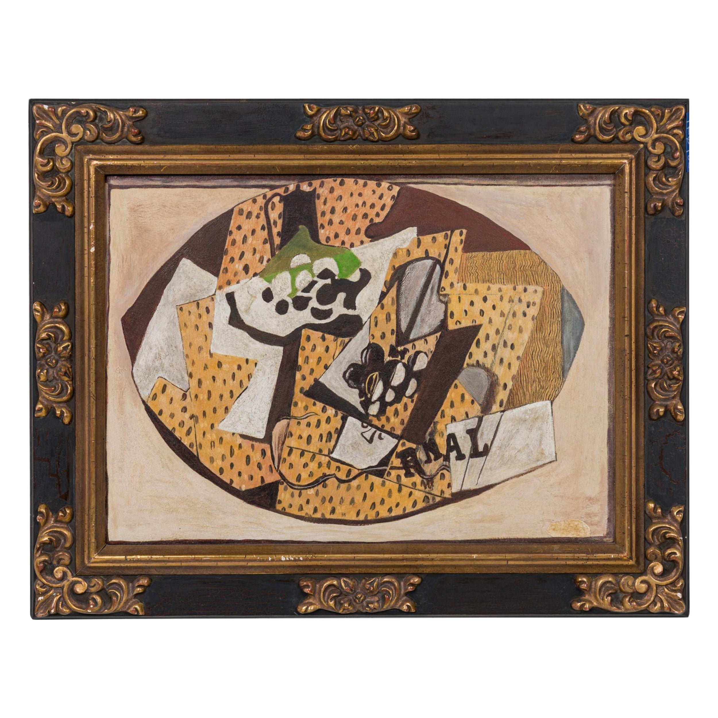 Abstract Still Life With Grapes Painting