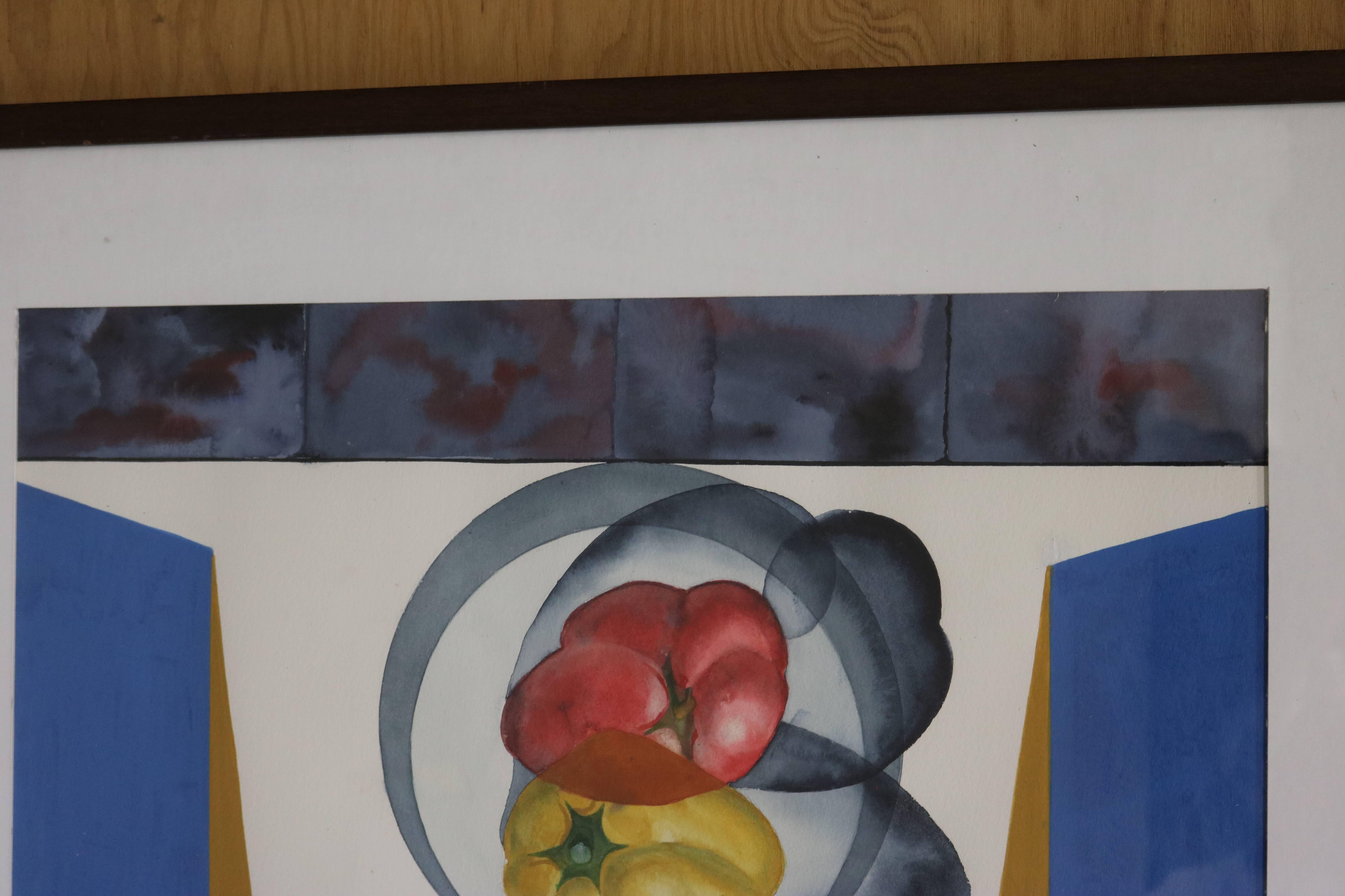 Mid-Century Modern Abstract Still Life with Peppers by David Segel