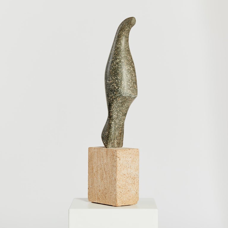 British Abstract Stone Bird Sculpture on Sandstone Plinth For Sale