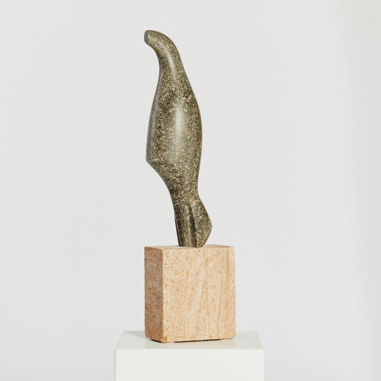 Late 20th Century Abstract Stone Bird Sculpture on Sandstone Plinth For Sale