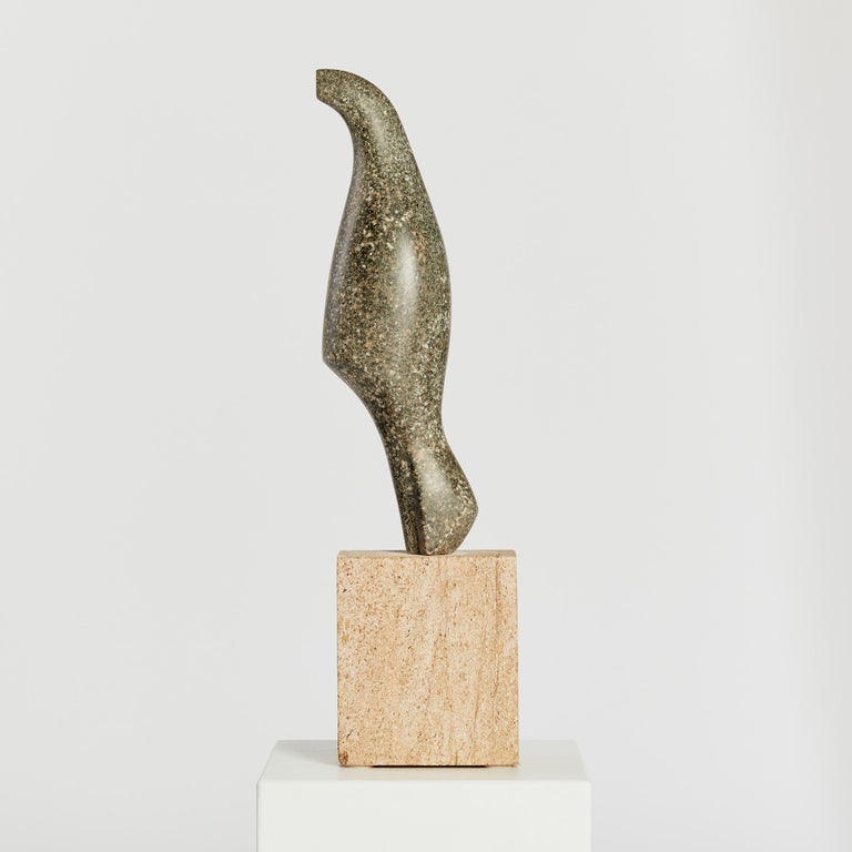 Granite Abstract Stone Bird Sculpture on Sandstone Plinth For Sale