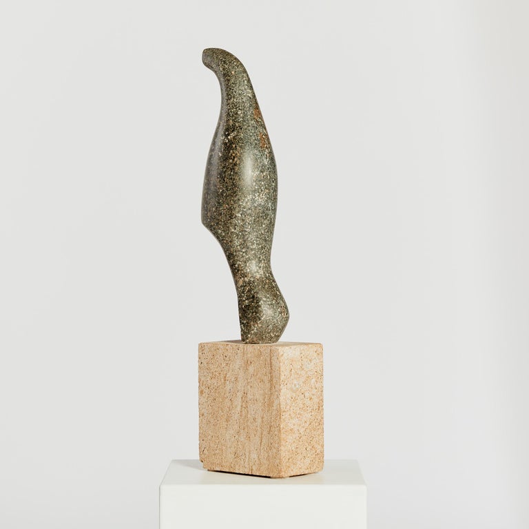 Abstract Stone Bird Sculpture on Sandstone Plinth For Sale 1