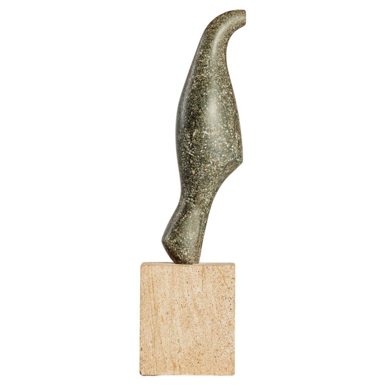 Abstract Stone Bird Sculpture on Sandstone Plinth For Sale