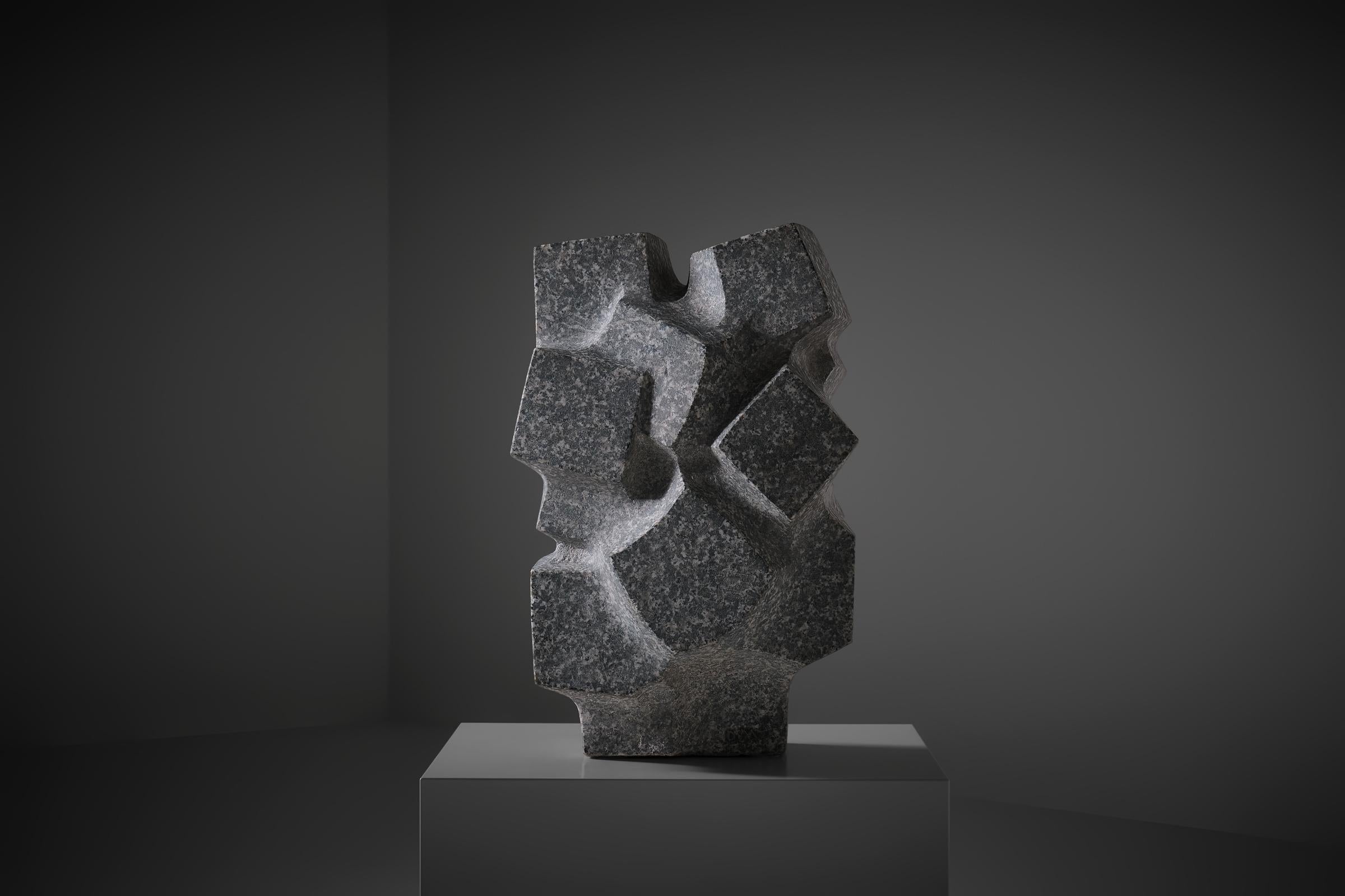 Italian Abstract stone sculpture ‘Metropolis 4’ by Vittorio di Muzio, Italy 1980s For Sale