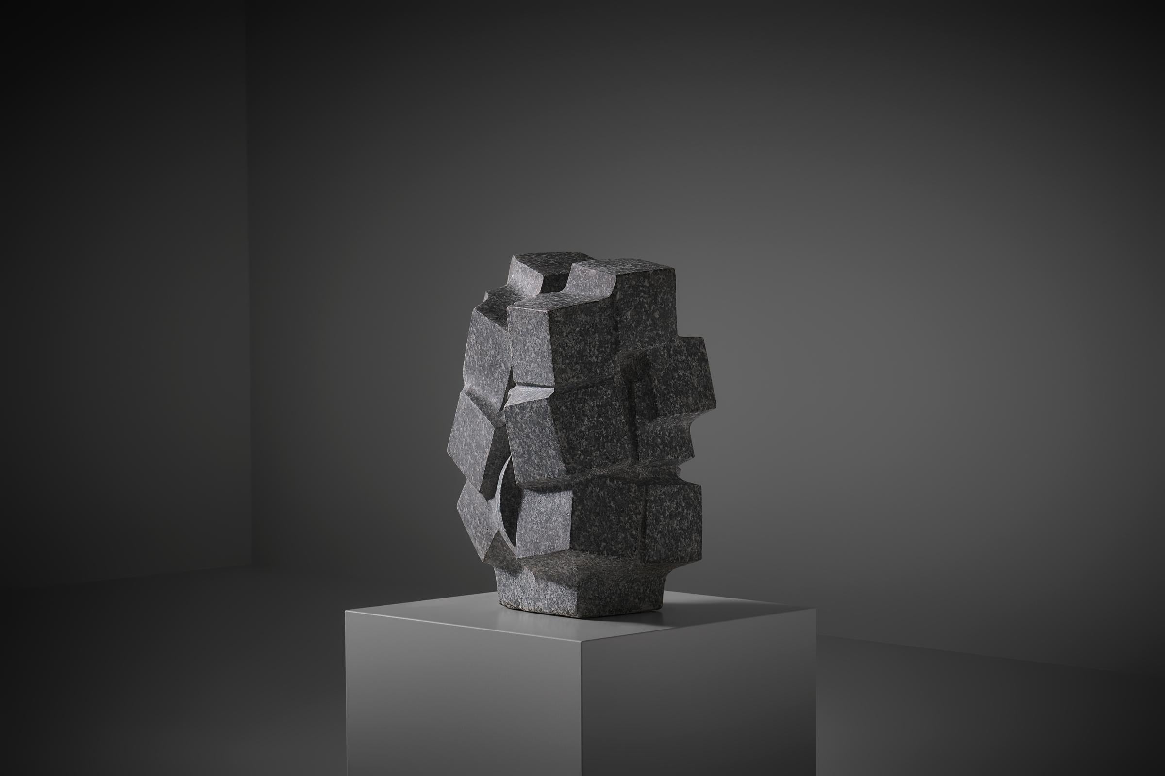 Abstract stone sculpture ‘Metropolis 4’ by Vittorio di Muzio, Italy 1980s For Sale 1