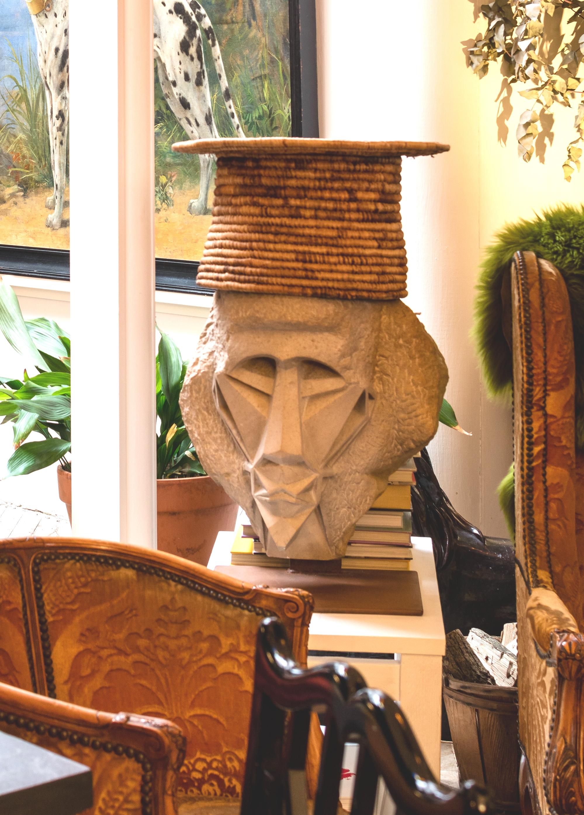 Abstract Stone Sculpture of a Monkey's Head In Excellent Condition For Sale In Antwerpen, BE