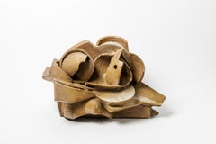 Abstract Stoneware Brown Ceramic Sculpture by Jean Brisy Modern XXth Century Art