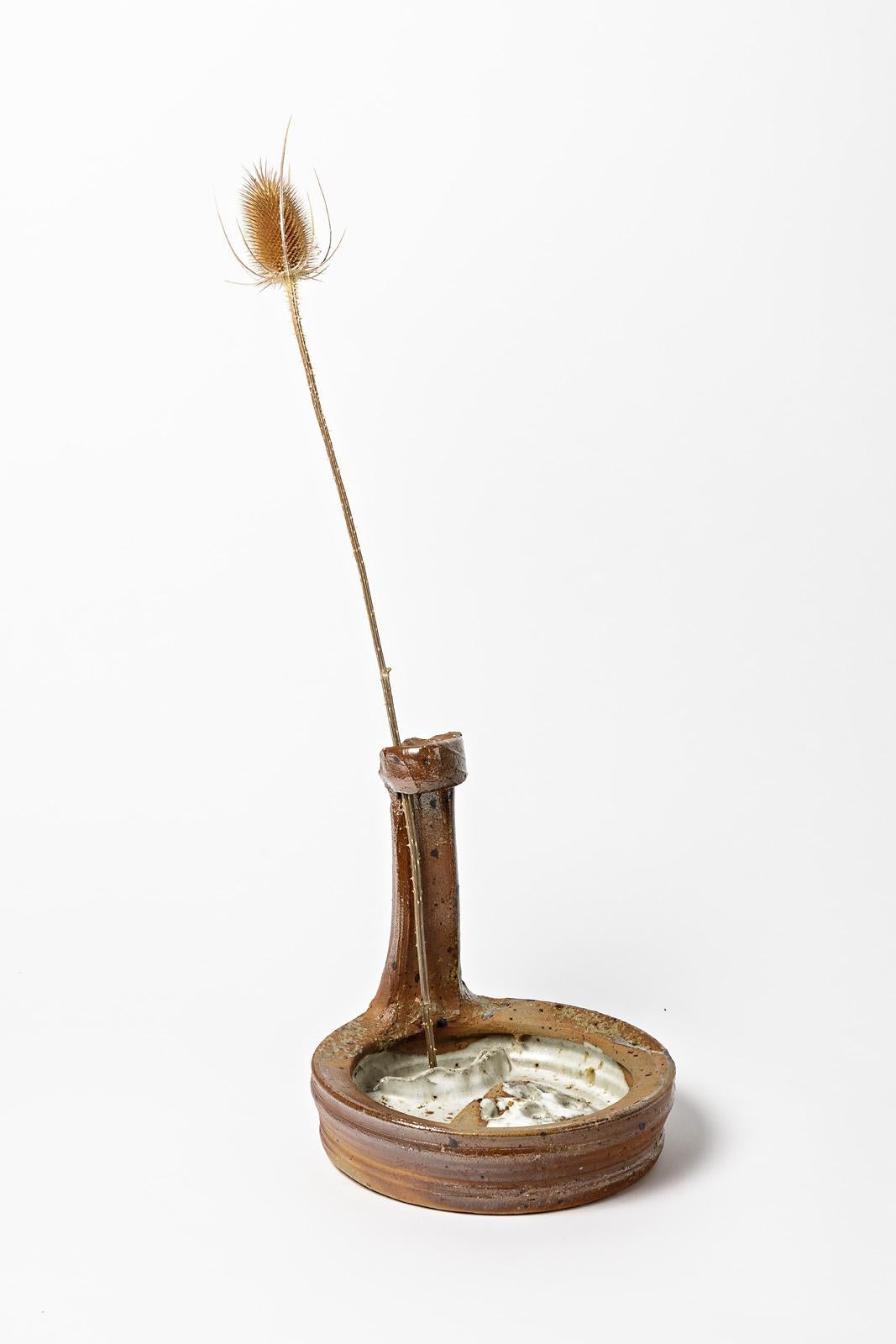 20ième siècle Vase ou pot à fleurs en céramique abstraite de Jean Linard La Borne en vente