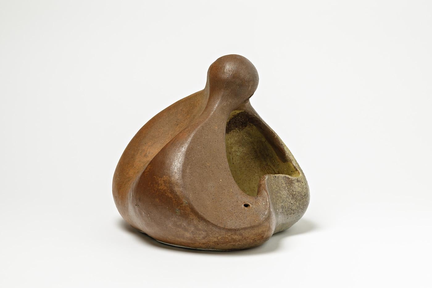 Abstrakte Steingut-Skulptur von La Borne Potters, um 1970, signiert (Beaux Arts) im Angebot