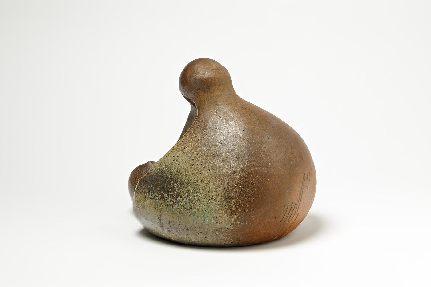 Abstract Stoneware Sculpture by La Borne Potters, circa 1970, Signed In Excellent Condition For Sale In Saint-Ouen, FR